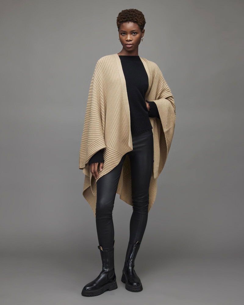 Allsaints Allsaints avant garde wool blend ribbed cardigan poncho Size ONE SIZE - 5 Thumbnail