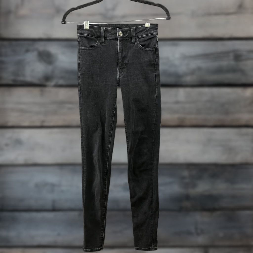American Eagle Outfitters VINTAGE American Eagle Womens Jeggings Denim Pants Black Mid Rise Stretch 00 Slim Size 24" / US 00 / IT 34 - 1 Thumbnail