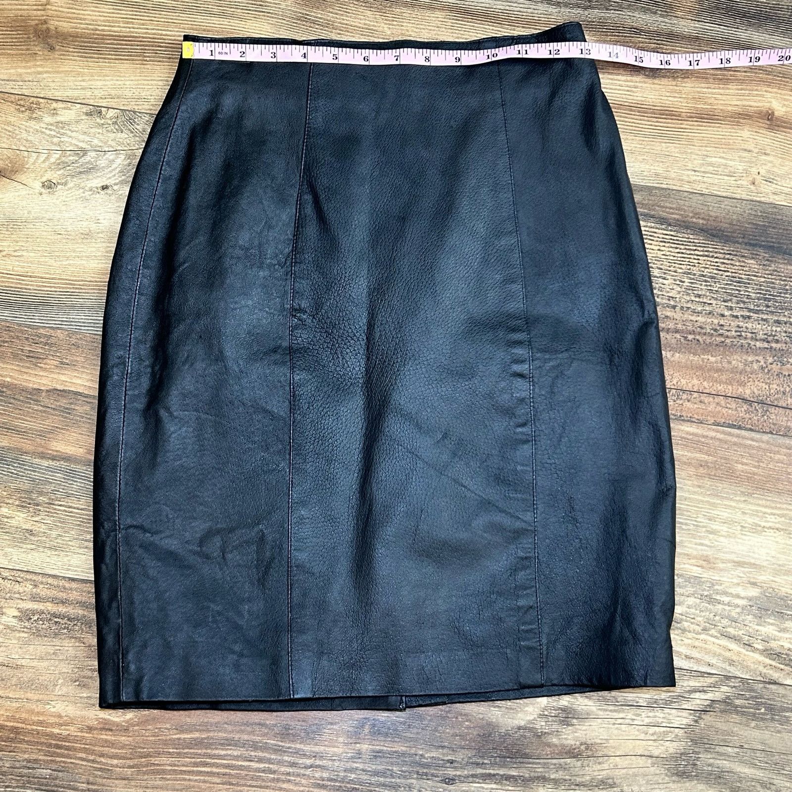 Vintage Vintage Black Leather Pencil Skirt 80s Rock Office Siren Size 26" / US 2 / IT 38 - 4 Thumbnail