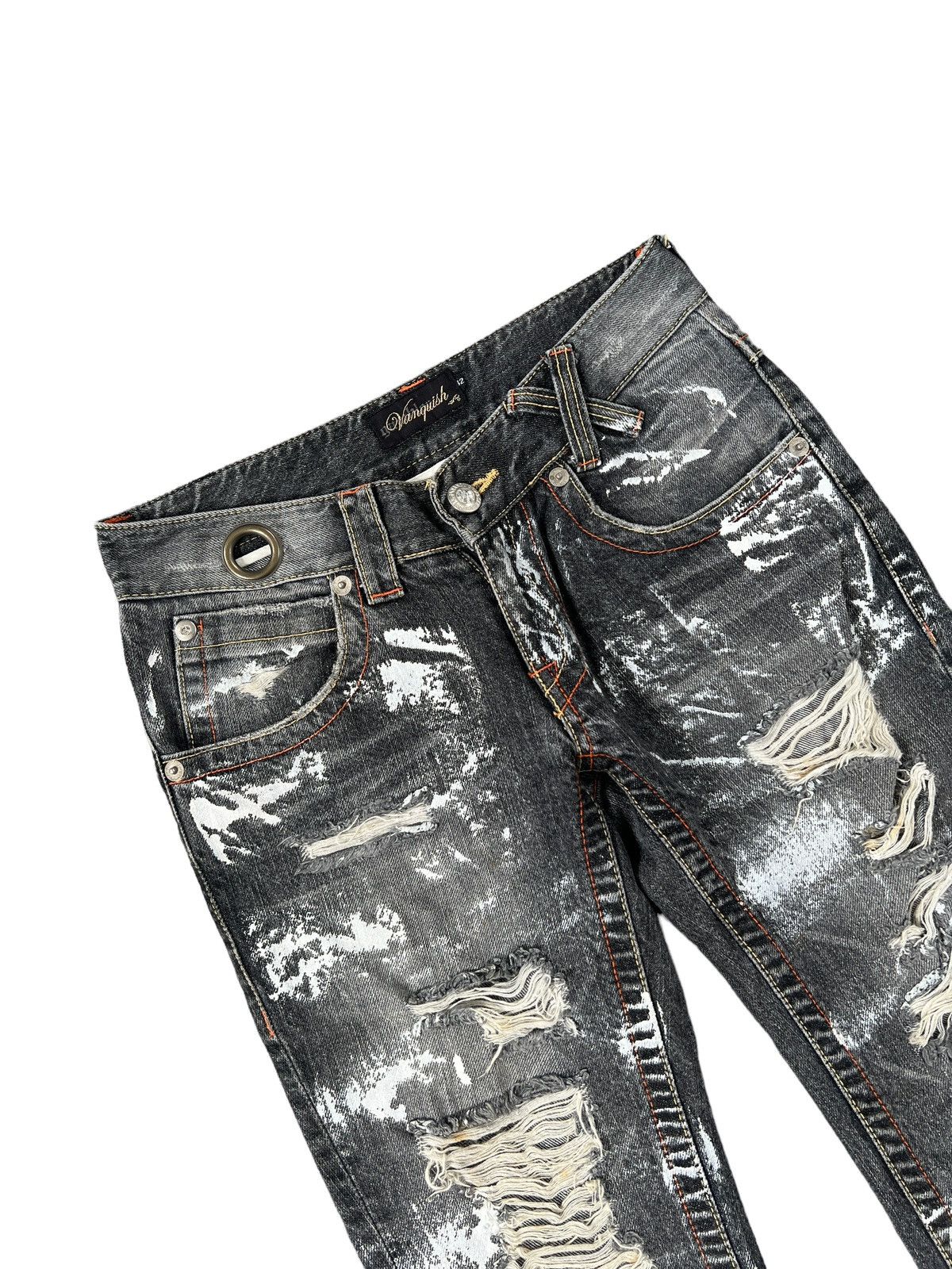 Vanquish Vintage Vanquish 🇯🇵 Distressed Paint Roll Flare Denim Size 30" / US 8 / IT 44 - 5 Thumbnail
