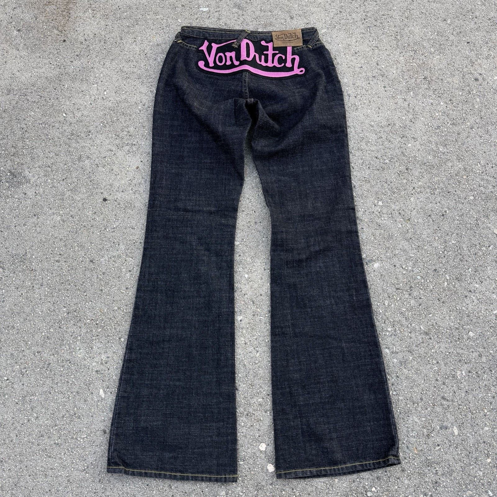 Vintage × Von Dutch Vintage Y2K Von Dutch Low Rise Bell Bottom Flare Denim Jeans Size 29" - 3 Thumbnail