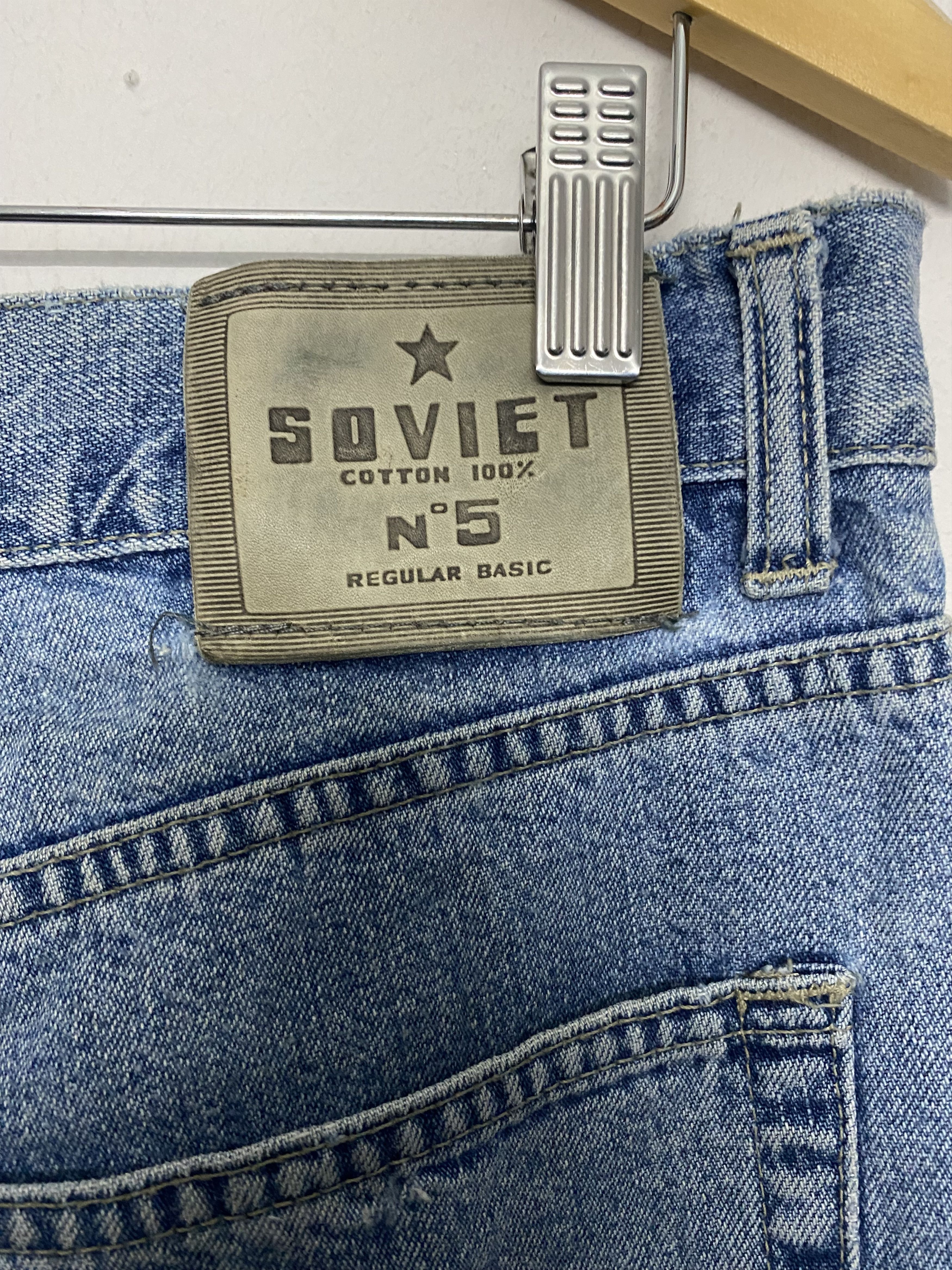 Jean Vintage 90s SOVIET Nº5 Regular Basic Faded Denim Jeans Size US 33 - 6 Thumbnail