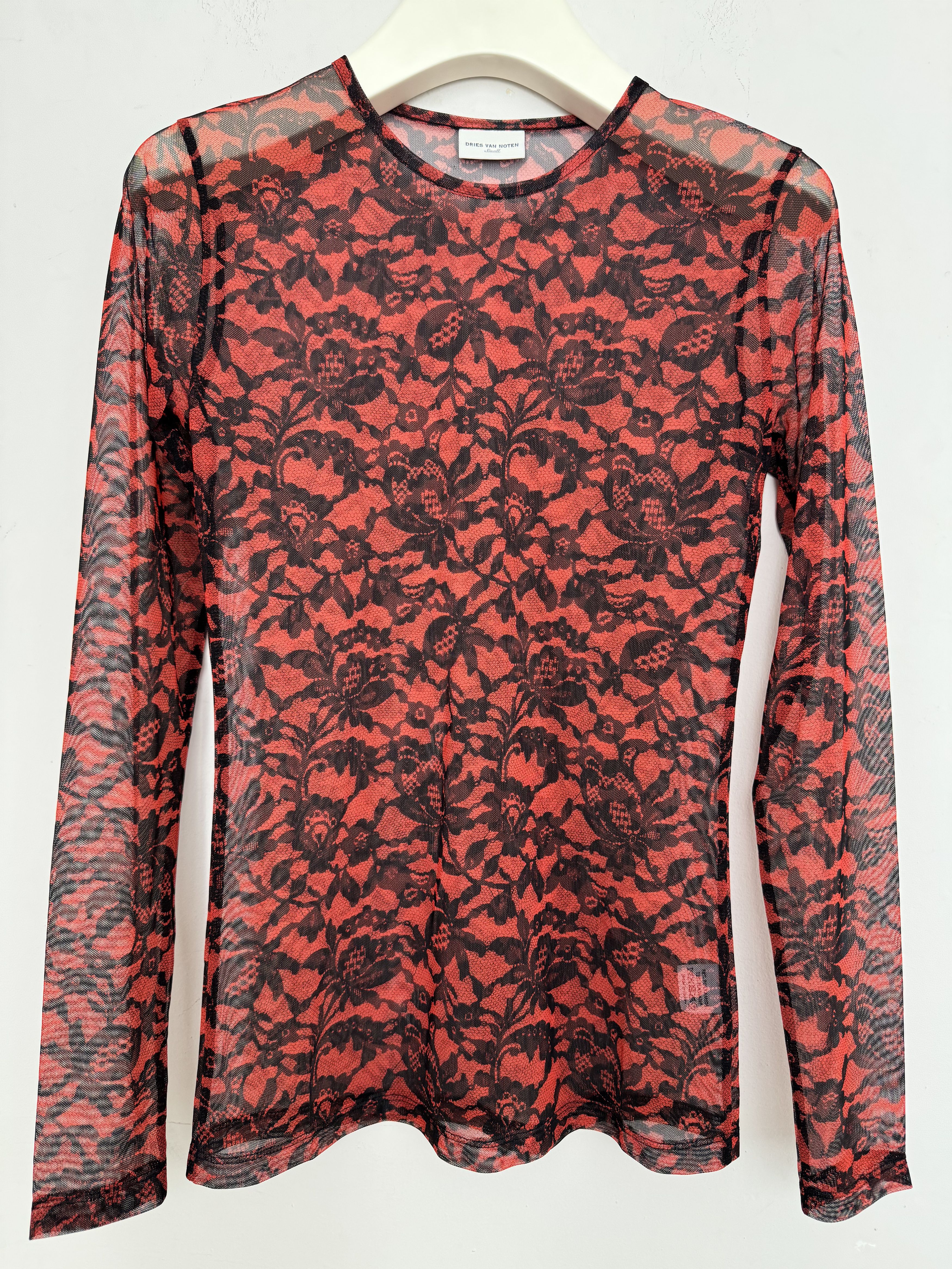 Dries Van Noten Floral Stretch Mesh Top Size S / US 4 / IT 40 - 1 Thumbnail