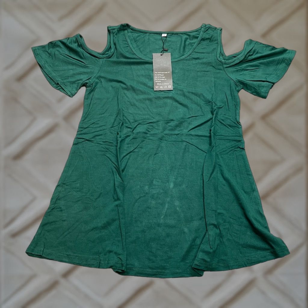 Vintage Prin Story Shirt Dress Womens M Green Short Cold Shoulder Sleeves New Size M / US 6-8 / IT 42-44 - 1 Thumbnail