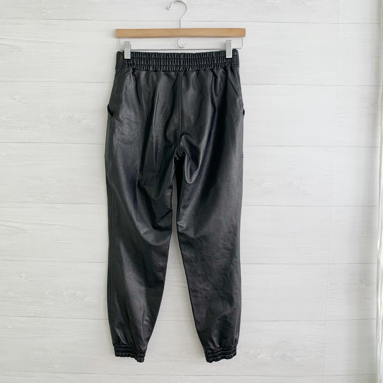 Domenico Spano Spanx - Black faux leather pull on jogger pants, sz S Size 28" / US 6 / IT 42 - 4 Thumbnail