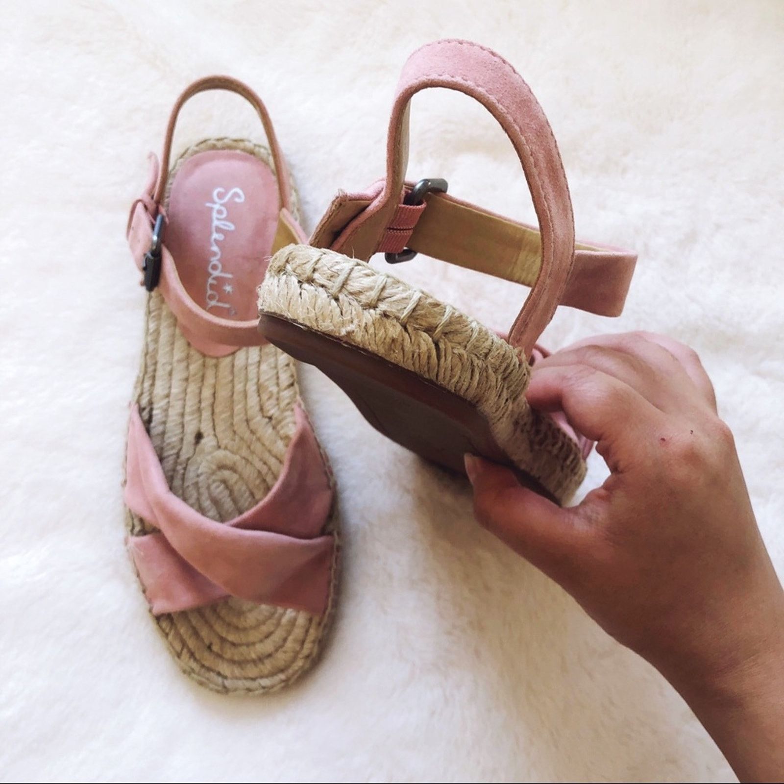 Other Splendid Pink Blush Suede Espadrille Sandals Size US 6.5 / IT 36.5 - 6 Thumbnail