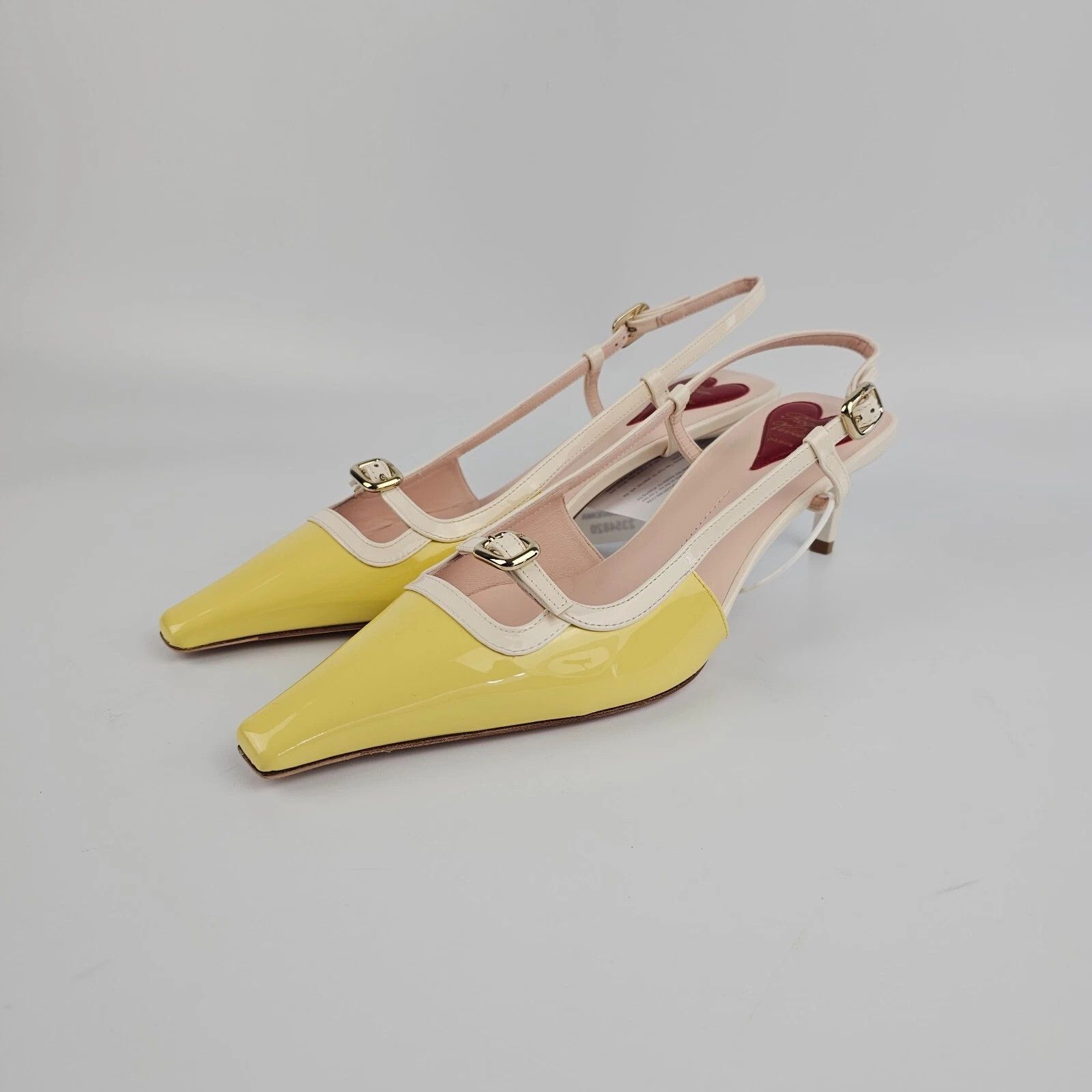ROGER VIVIER Viv' Canard 55mm Yellow/White Slingbacks