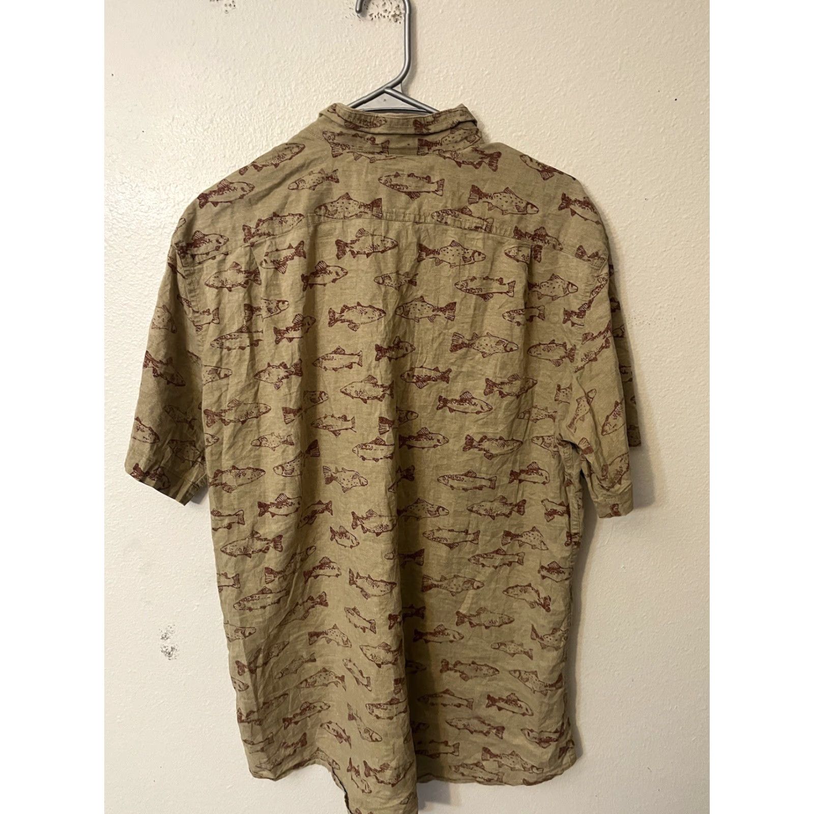 Eddie Bauer Eddie Bauer Button-Down Shirt Fish Brown Cotton Large Tall Short Sleeve Men Size US L / EU 52-54 / 3 - 2 Thumbnail
