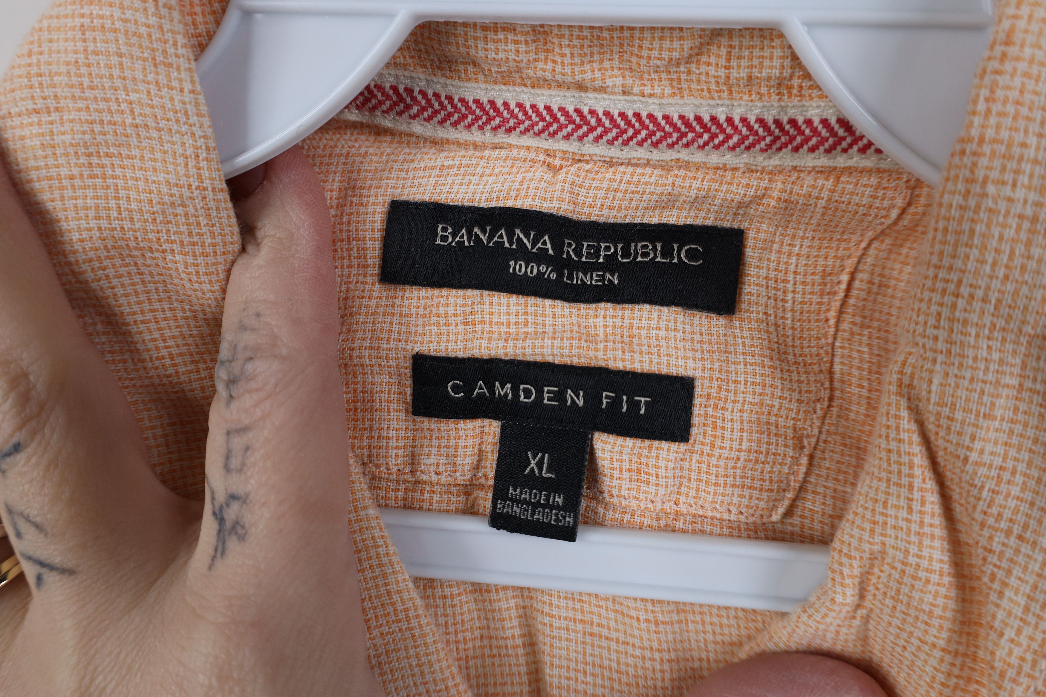 Banana Republic Banana Republic Linen Knit Collared Button Down Shirt Orange Size US XL / EU 56 / 4 - 6 Thumbnail