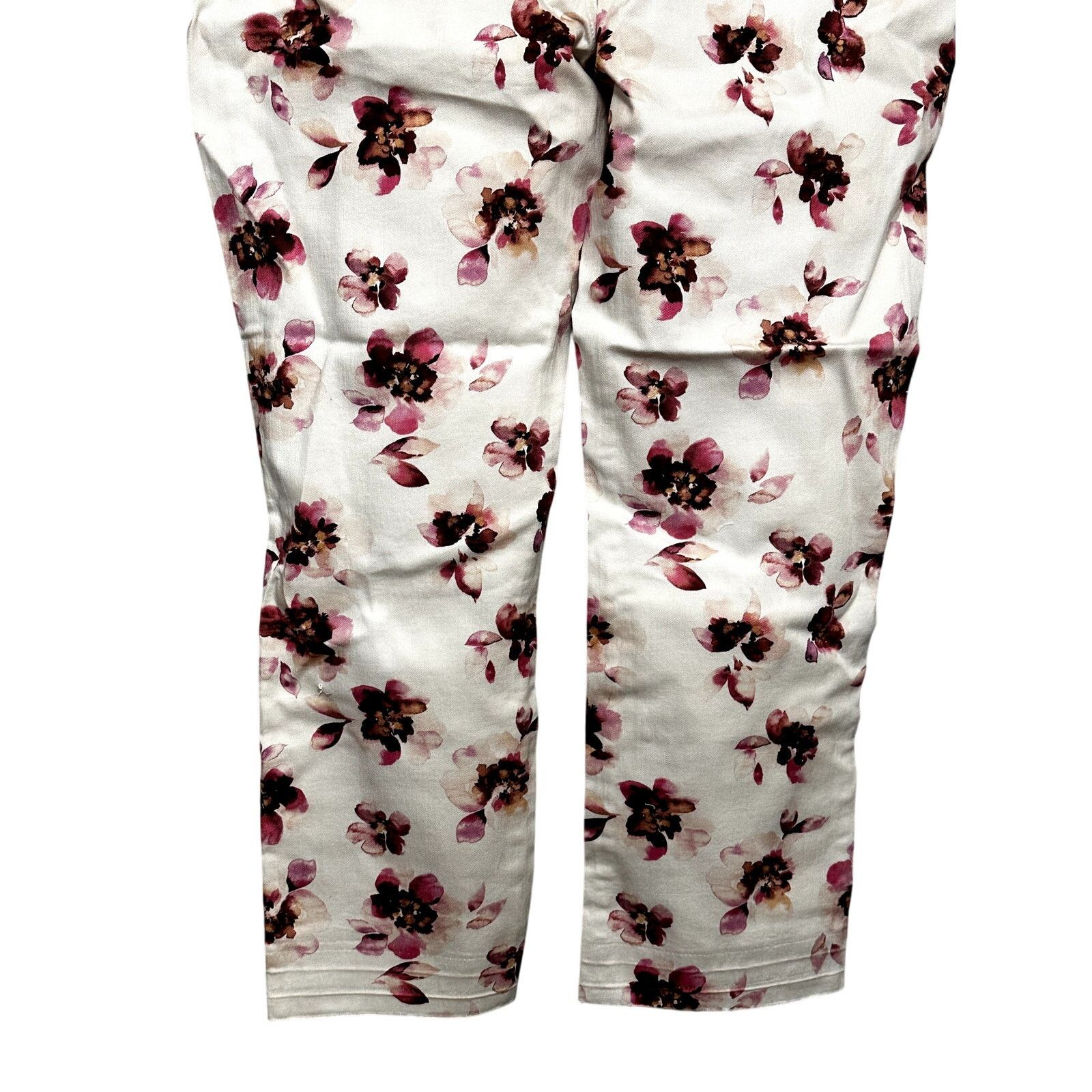 Other NYDJ Jeans Floral Sheri Slim Ankle Length Cream/Pink 14 NWT Size 36" / US 14 / IT 50 - 7 Thumbnail