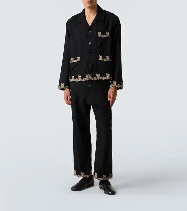 Bode o1mle0226 Laurelist Overshirt in Black Size US M / EU 48-50 / 2 - 2 Thumbnail