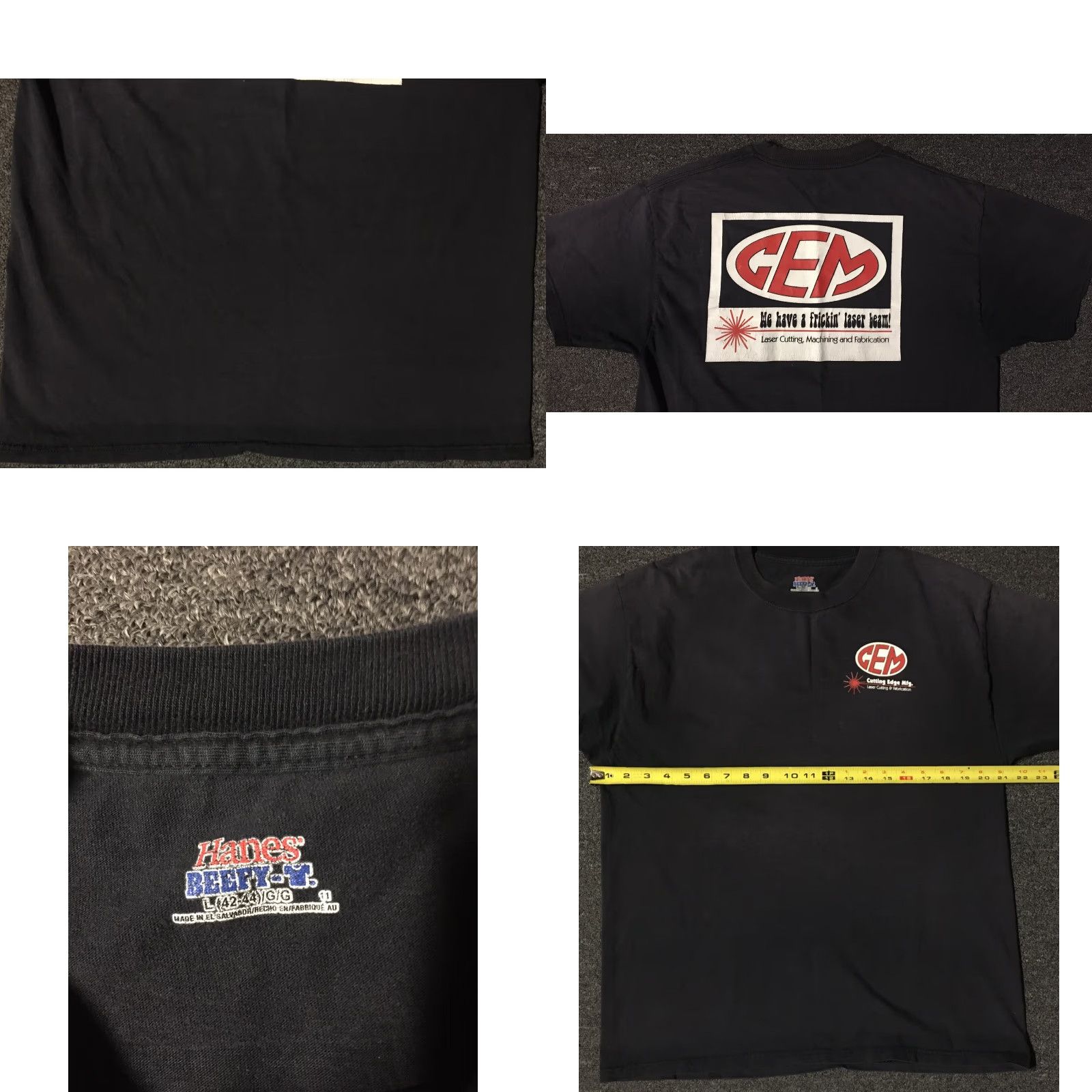Thrasher VINTAGE We Have A Frickin Laser Beam Construction Shirt L Thrashed Black Mens Short Sleeve T-Shirt Grunge Skate 80s 90s Funny Joke Size US L / EU 52-54 / 3 - 8 Thumbnail