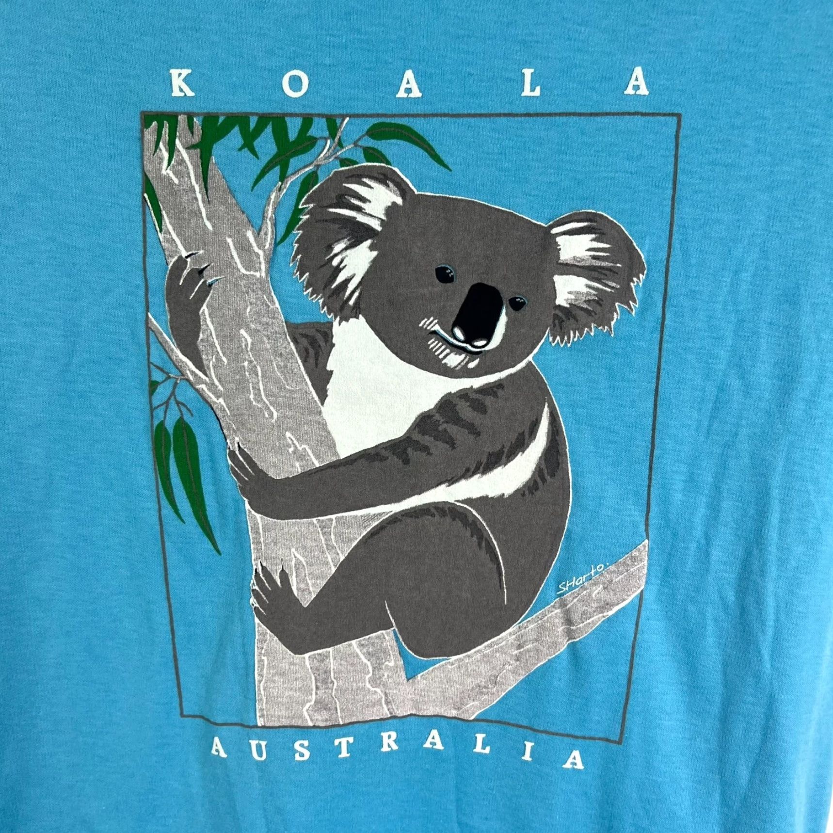 Vintage ATC Koala Graphic T-Shirt Adult Large Blue Short Sleeve Crew Neck Animal Art Mens Size US L / EU 52-54 / 3 - 2 Thumbnail