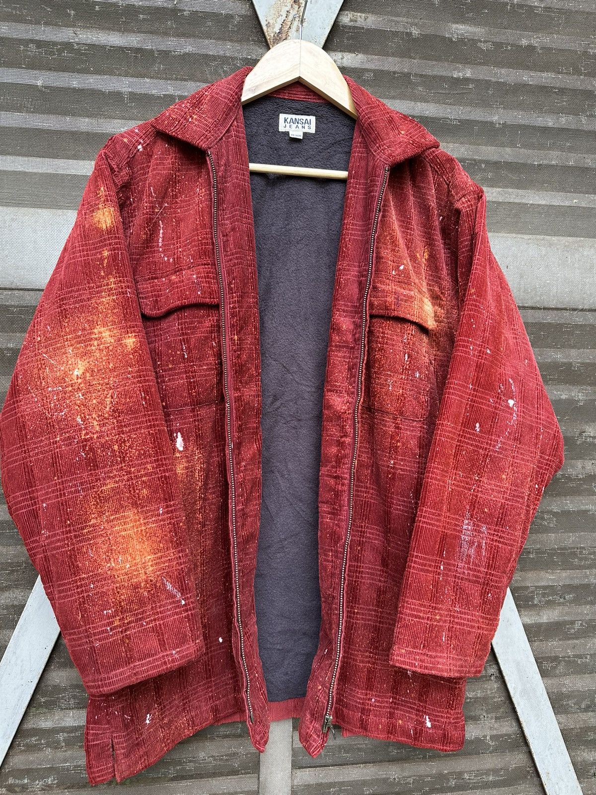 Kansai Yamamoto 👹Kansai Yamamoto Paint Splatter Corduroy Jacket Size US L / EU 52-54 / 3 - 4 Thumbnail