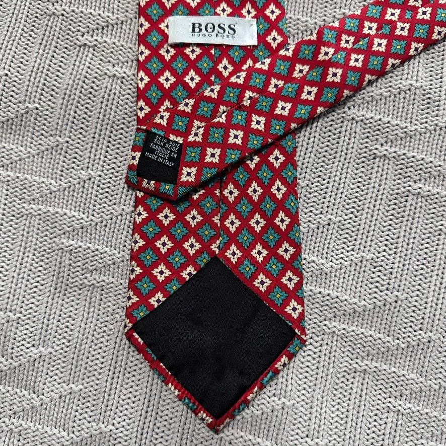 Hugo Boss Hugo Boss red geometric flower silk tie Size ONE SIZE - 3 Thumbnail