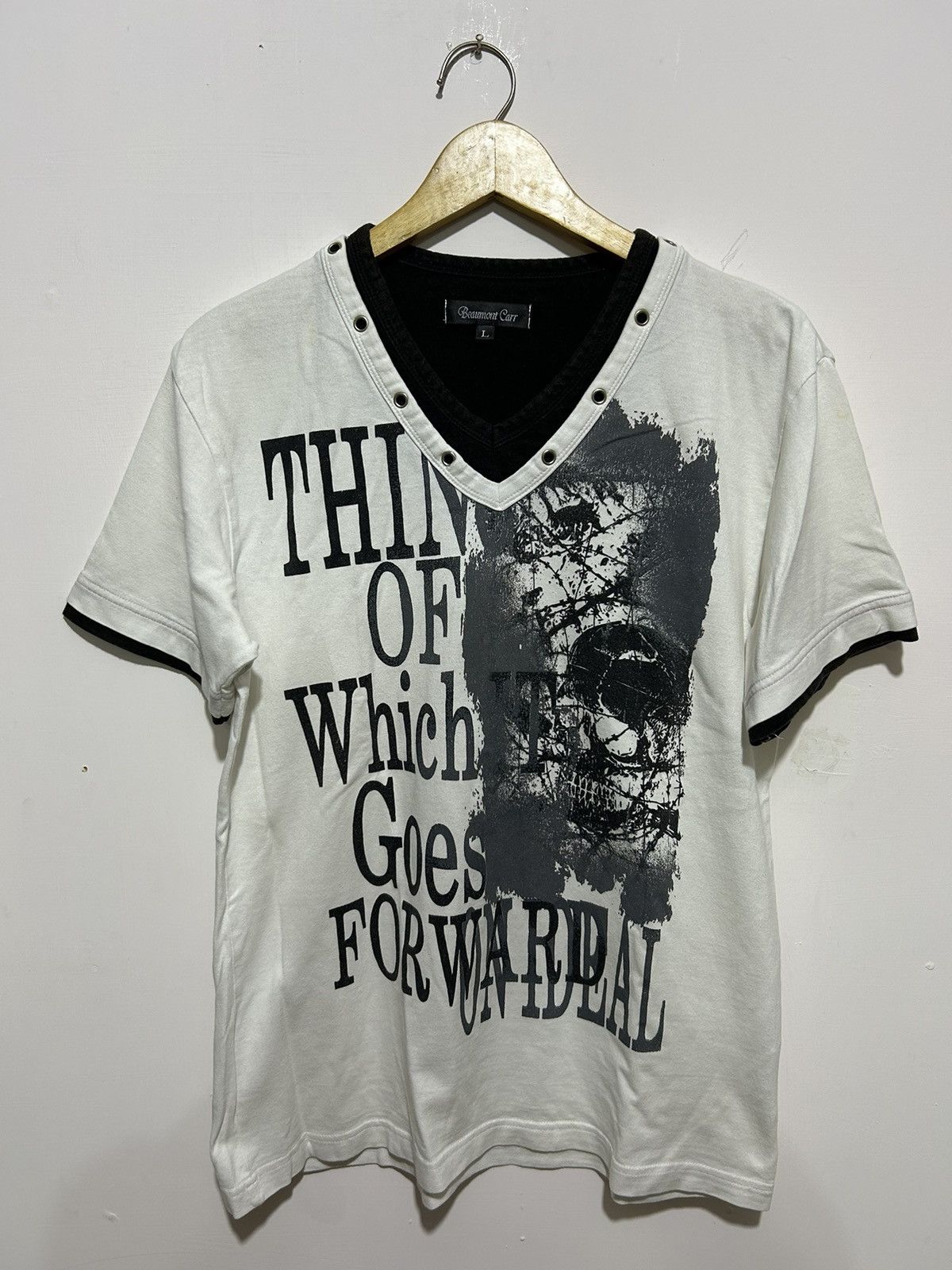 image of Archival Clothing x Hysteric Glamour Beaumont Carr Skull Poem Gothic Shirt in White (Size Large)