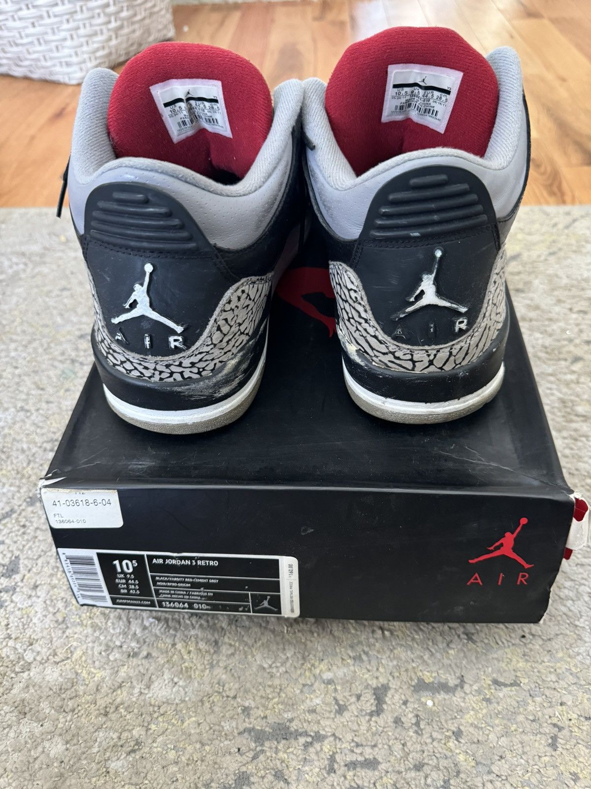 Jordan Brand Nike Air Jordan Retro “Black Cement” M10.5 Size US 10.5 / EU 43-44 - 4 Thumbnail