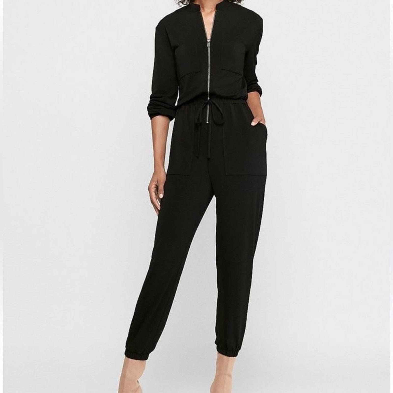 Express Express Zip Front Utility Jumpsuit Black Size M Size 32" / US 10 / IT 46 - 1 Thumbnail