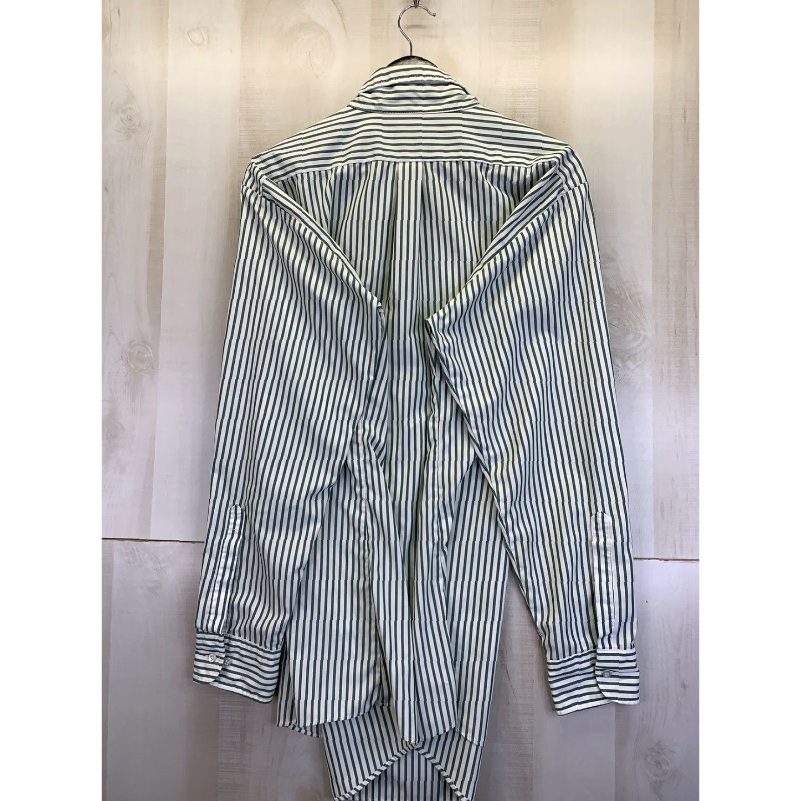 John Deere Vtg 1980-90s John Deere Embroidered Mens Green Stripe Shirt - Long Sleeve, Button-Front, Regular, Size L Size US L / EU 52-54 / 3 - 6 Thumbnail