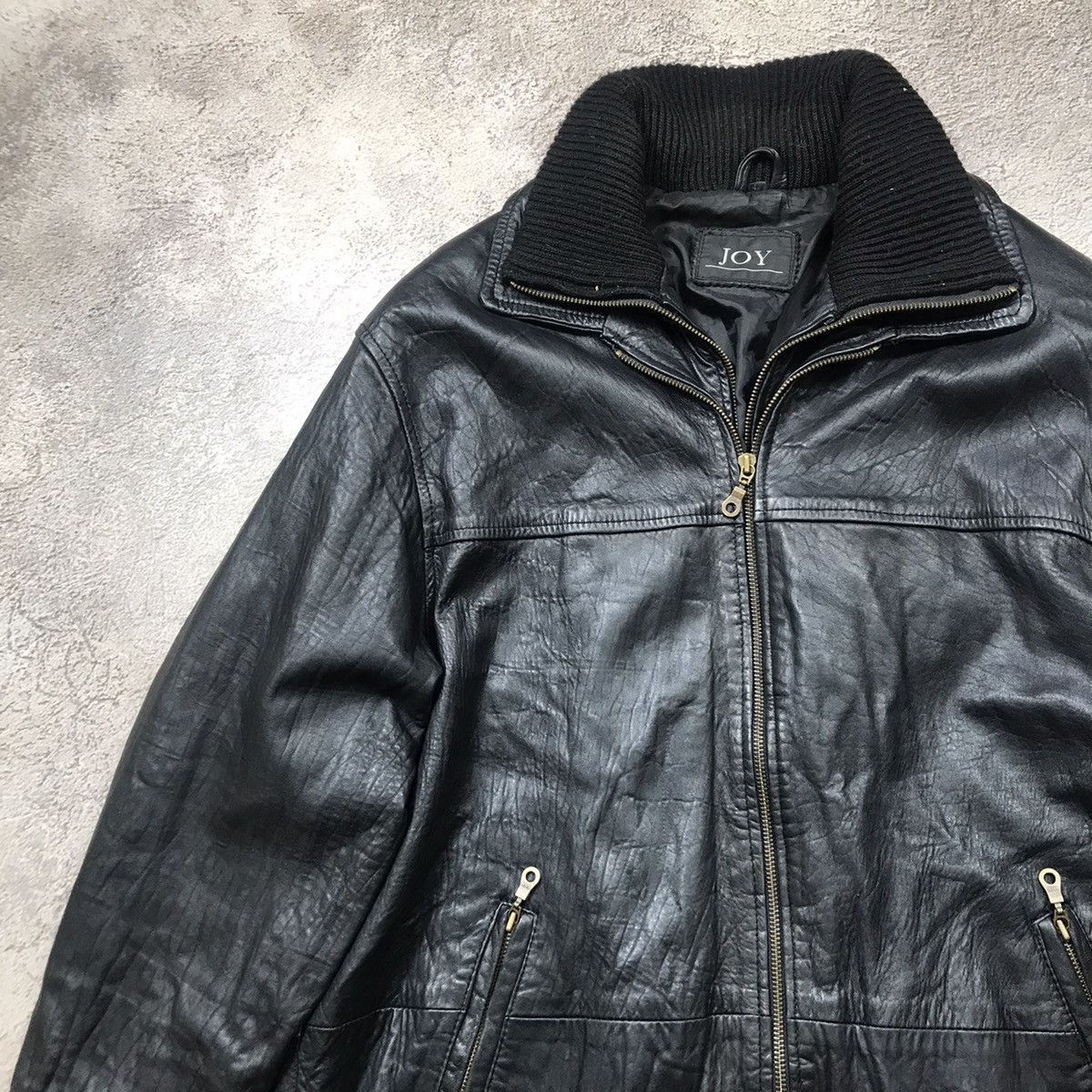 Vintage Vintage 90s Faded Leather Biker Jacket Streetwear Slim L Size US L / EU 52-54 / 3 - 2 Thumbnail