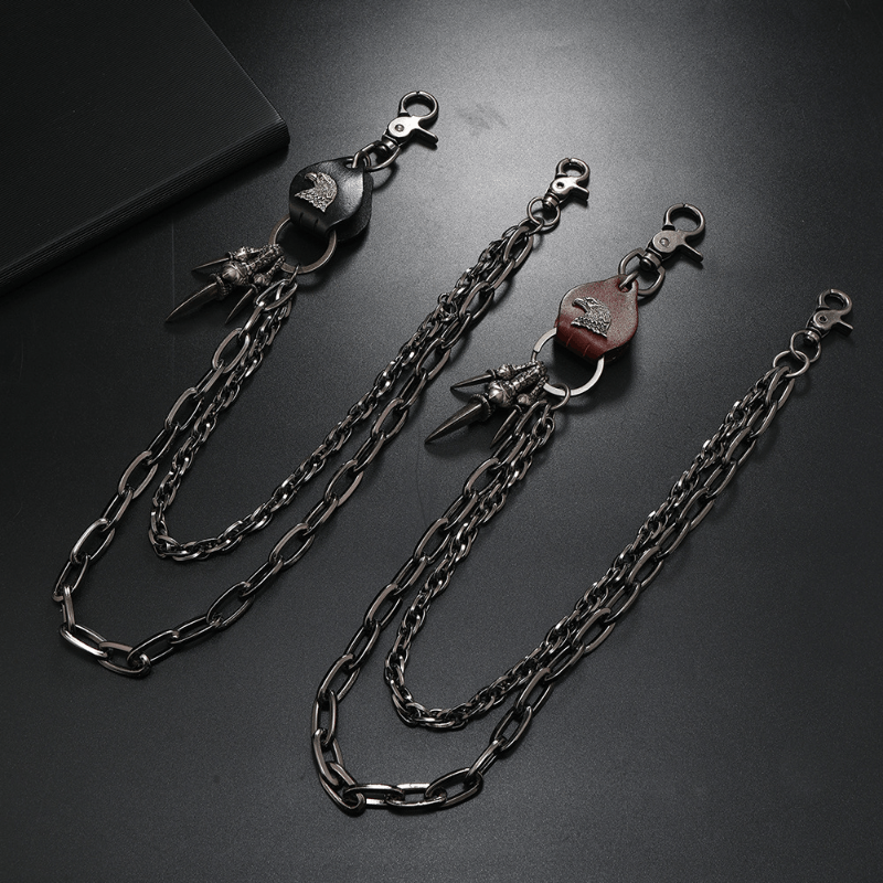 Jewelry 2 Layer Knife Y2K Wallet Chain in Silver, Men's