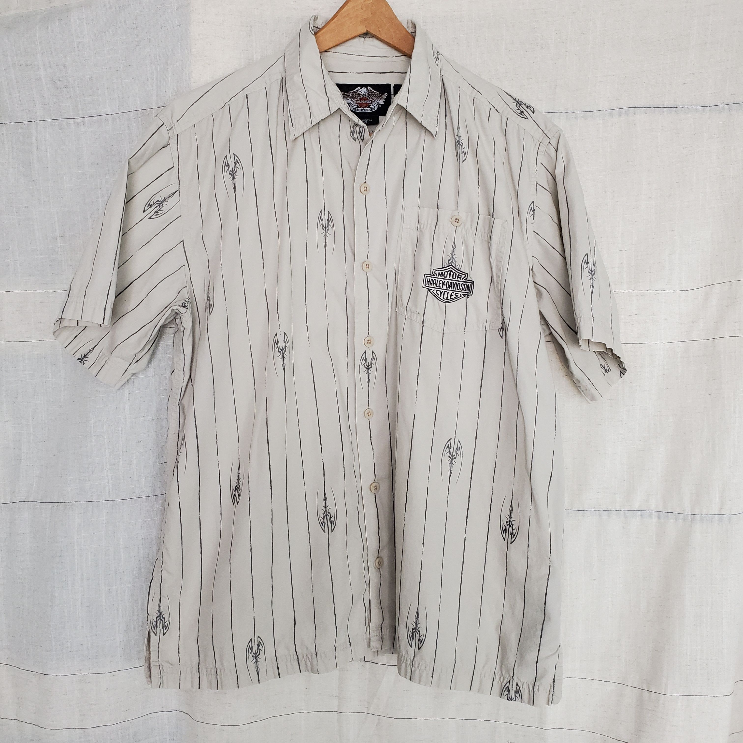 Harley Davidson Harley-Davidson Short Sleeve Button Down Striped Short SZ:L Size US L / EU 52-54 / 3 - 1 Thumbnail