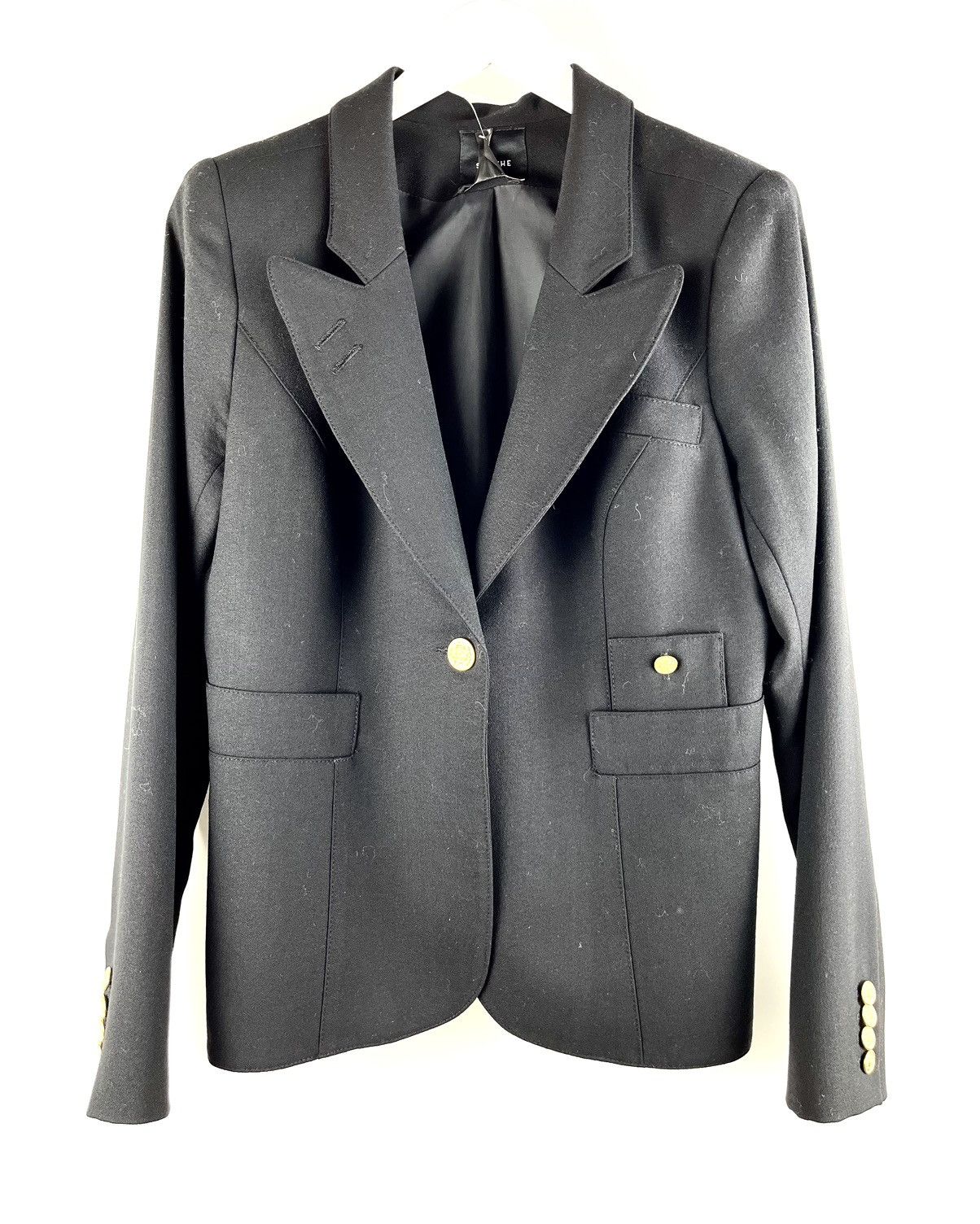 image of Smythe Duchess Black Single-Breasted Wool Blazer, Women's (Size Medium)