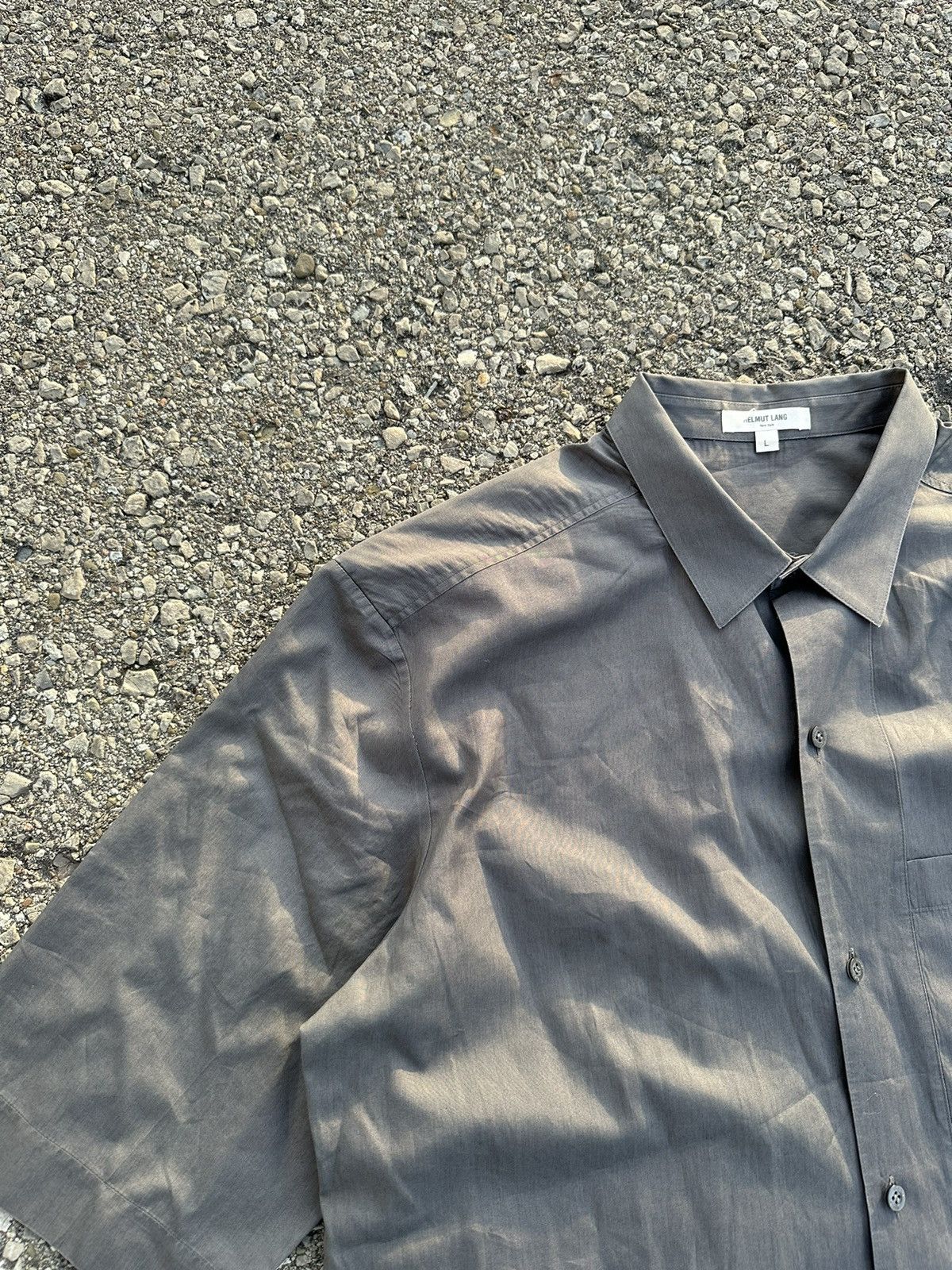 Helmut Lang Helmut Lang Short Sleeved Button Up Shirt Grey Size US L / EU 52-54 / 3 - 3 Thumbnail