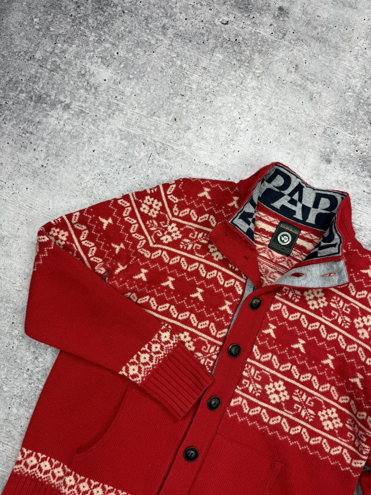 Napapijri × Vintage Vintage Napapijri 90’s Y2K Style Big Logo Rare Wool Sweater Size US L / EU 52-54 / 3 - 5 Thumbnail