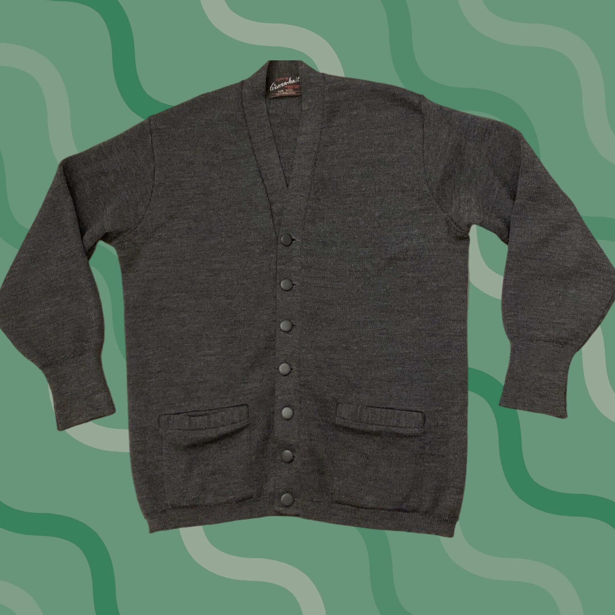 Vintage VINTAGE Warren Knit Cardigan Mens Size M V-Neck Wool Charcoal 70s Canadian Sweater Mr. Rogers Bestseller Knitwear Mens Size US M / EU 48-50 / 2 - 1 Thumbnail
