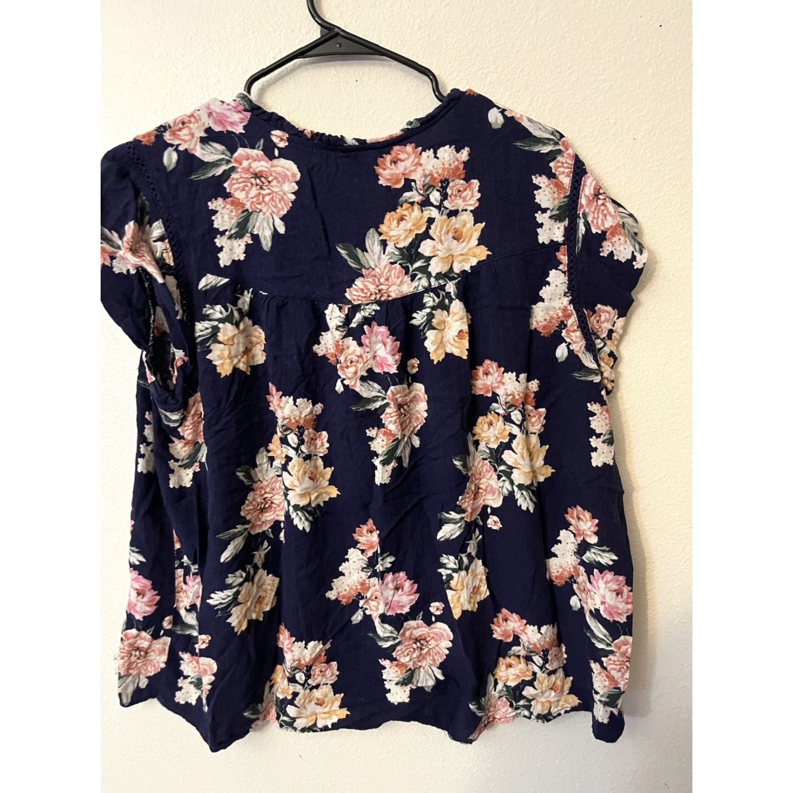 Buffalo David Bitton Buffalo David Bitton Women's Viscose Floral V Neck Blouse XL 5B294 Blue Fashion Basic Casual Blouse Womens Size XL / US 12-14 / IT 48-50 - 3 Thumbnail