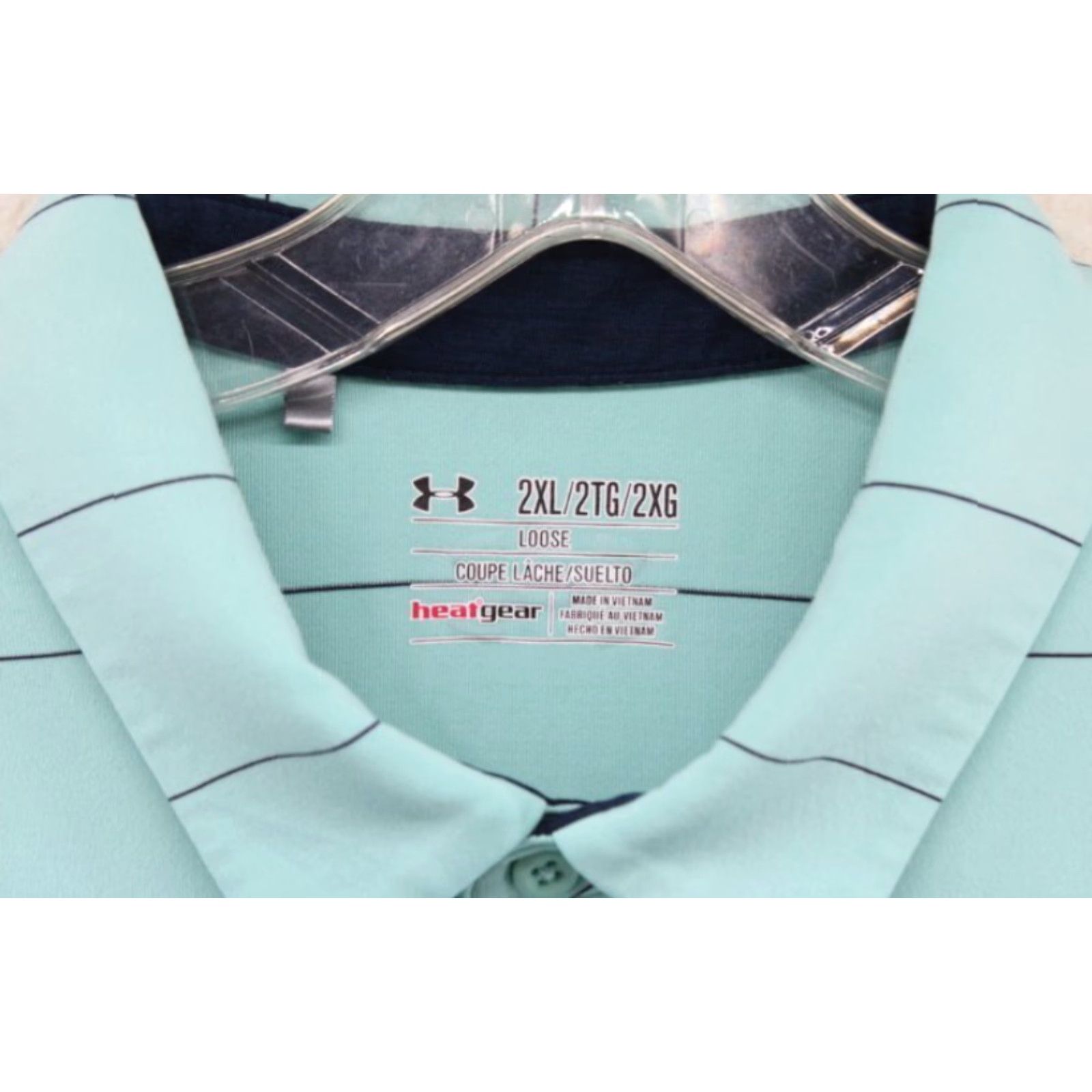 Under Armour VINTAGE Under Armour Polo Shirt Men's 2XL Green Striped Loose Fit HeatGear Golf Preppy Size US XXL / EU 58 / 5 - 4 Thumbnail