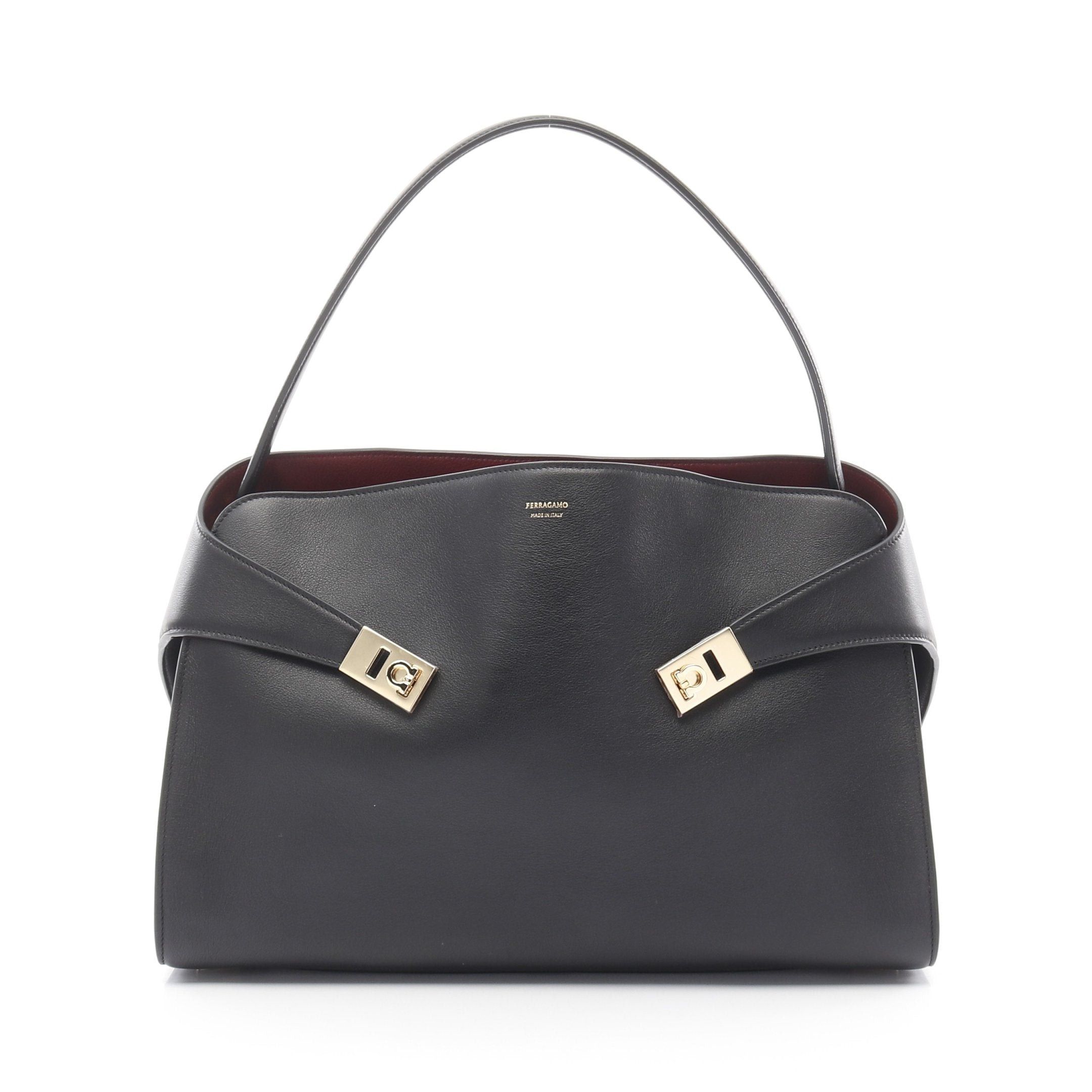 Salvatore Ferragamo Salvatore Ferragamo Hug Gancini One Shoulder Bag Leather Black Size ONE SIZE - 1 Thumbnail