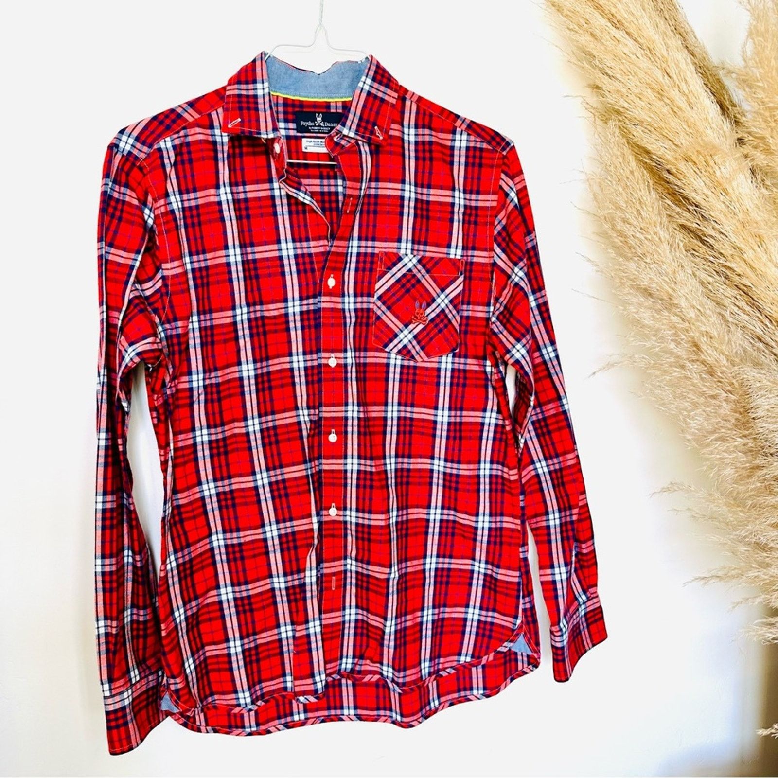 Psycho Bunny NEW PSYCHO BUNNY Blue Red White Plaid Flannel Button Shirt Size US M / EU 48-50 / 2 - 6 Thumbnail