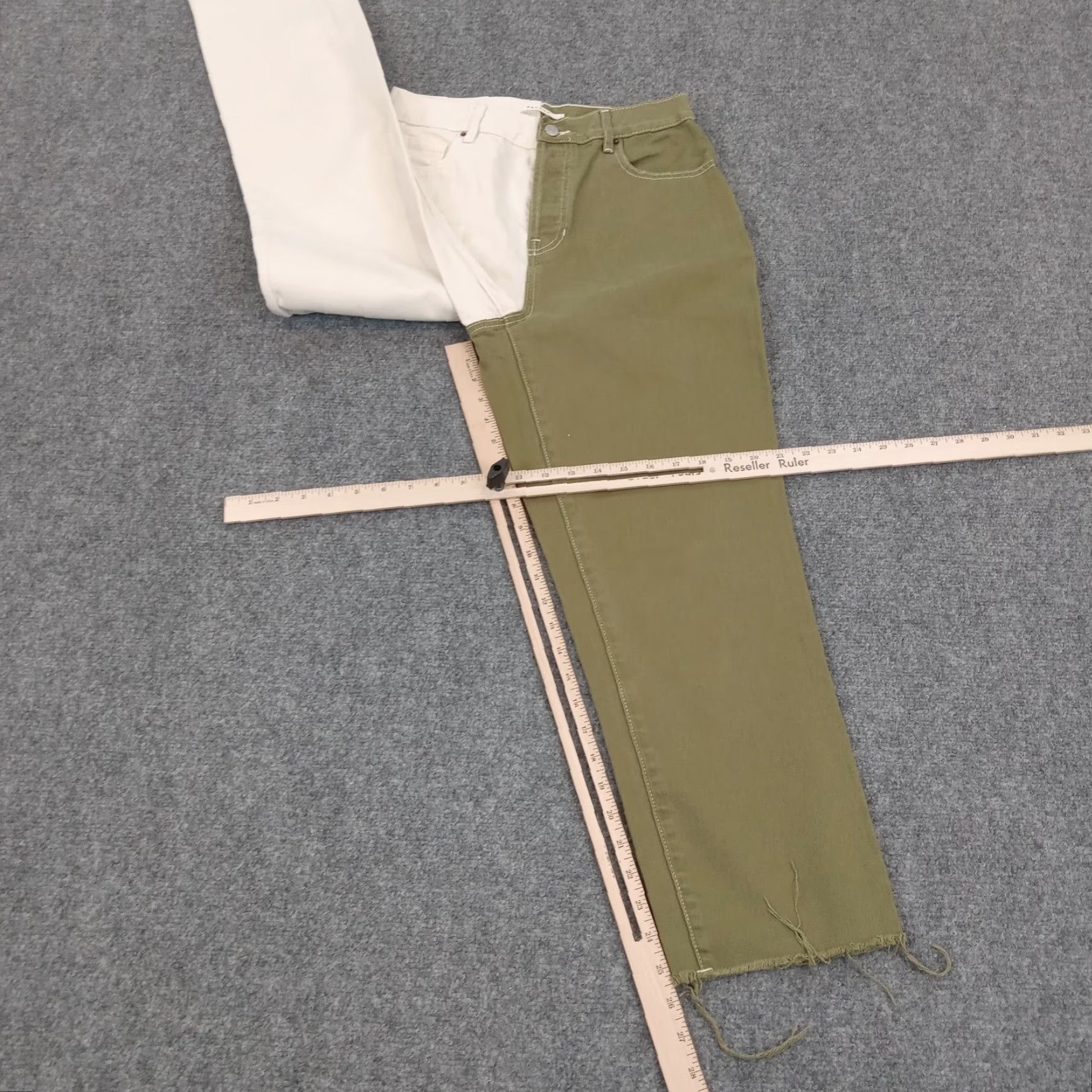 Pacsun Pacsun Women's 28 White Green High Rise Straight 2-Tone Button Fly Jeans Size 28" / US 6 / IT 42 - 2 Thumbnail