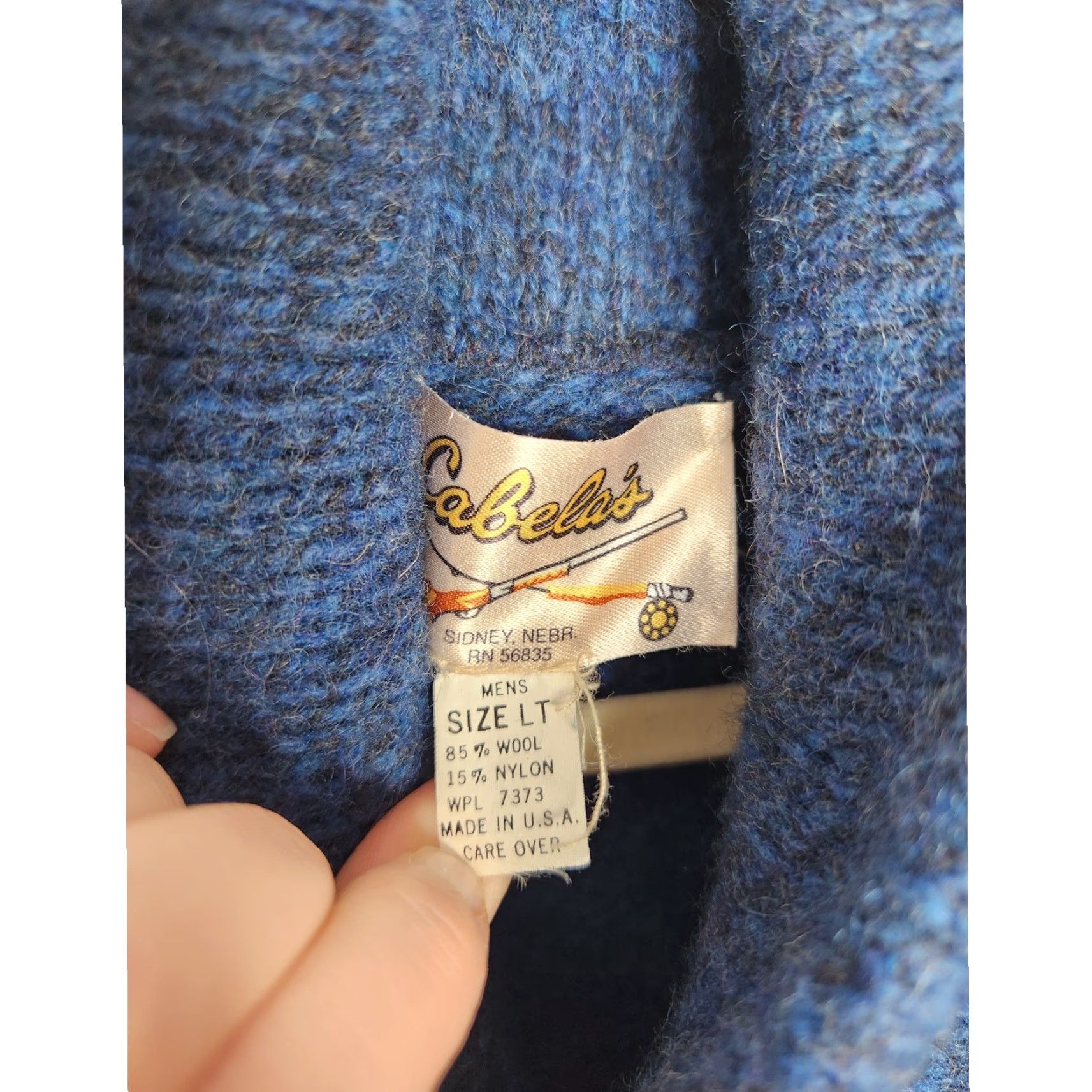 Vintage VINTAGE Cabela's Wool Hunt Fish Sweater Blue Knit 90s Grandpa Large Tall Mens Pullover Knit Size US L / EU 52-54 / 3 - 3 Thumbnail