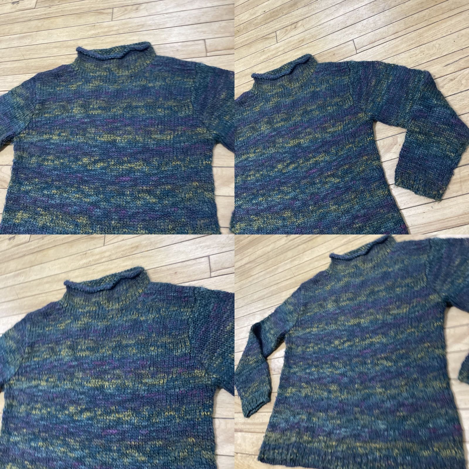 Vintage VINTAGE St. John's Bay Wool Roll Neck Sweater Women L Green Purple Knit Pullover 90s Size L / US 10 / IT 46 - 10 Thumbnail