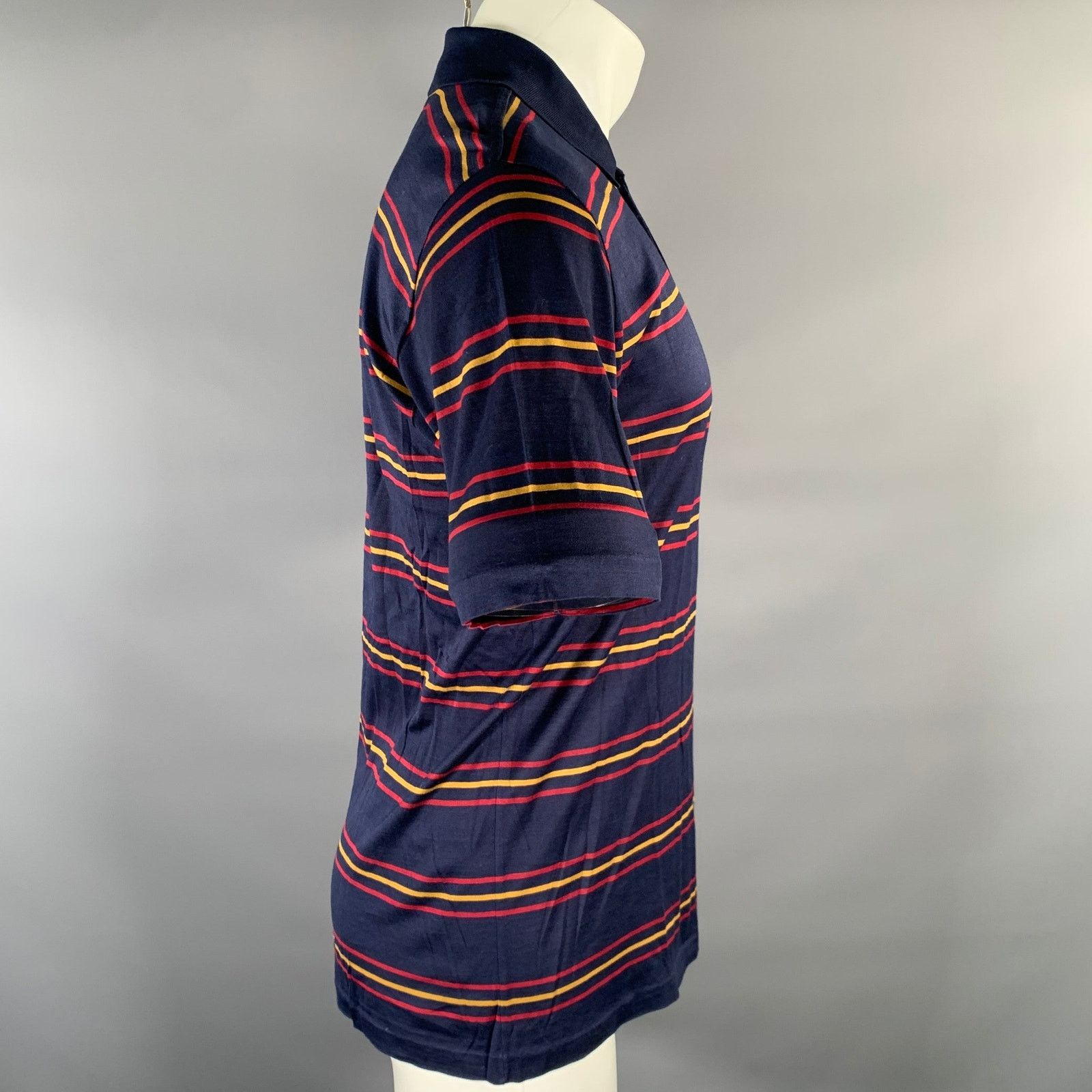 Other DUNHILL Size M Navy Red Gold Stripe Cotton Polo Size US M / EU 48-50 / 2 - 2 Thumbnail