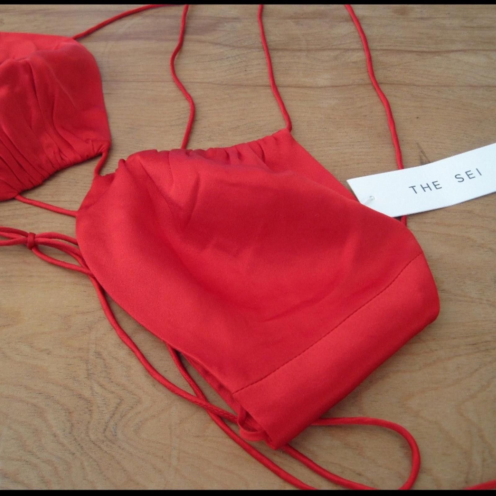 Designer The Sei Red Satin Crop Top with Adjustable Straps, Size 6 Size M / US 6-8 / IT 42-44 - 1 Thumbnail