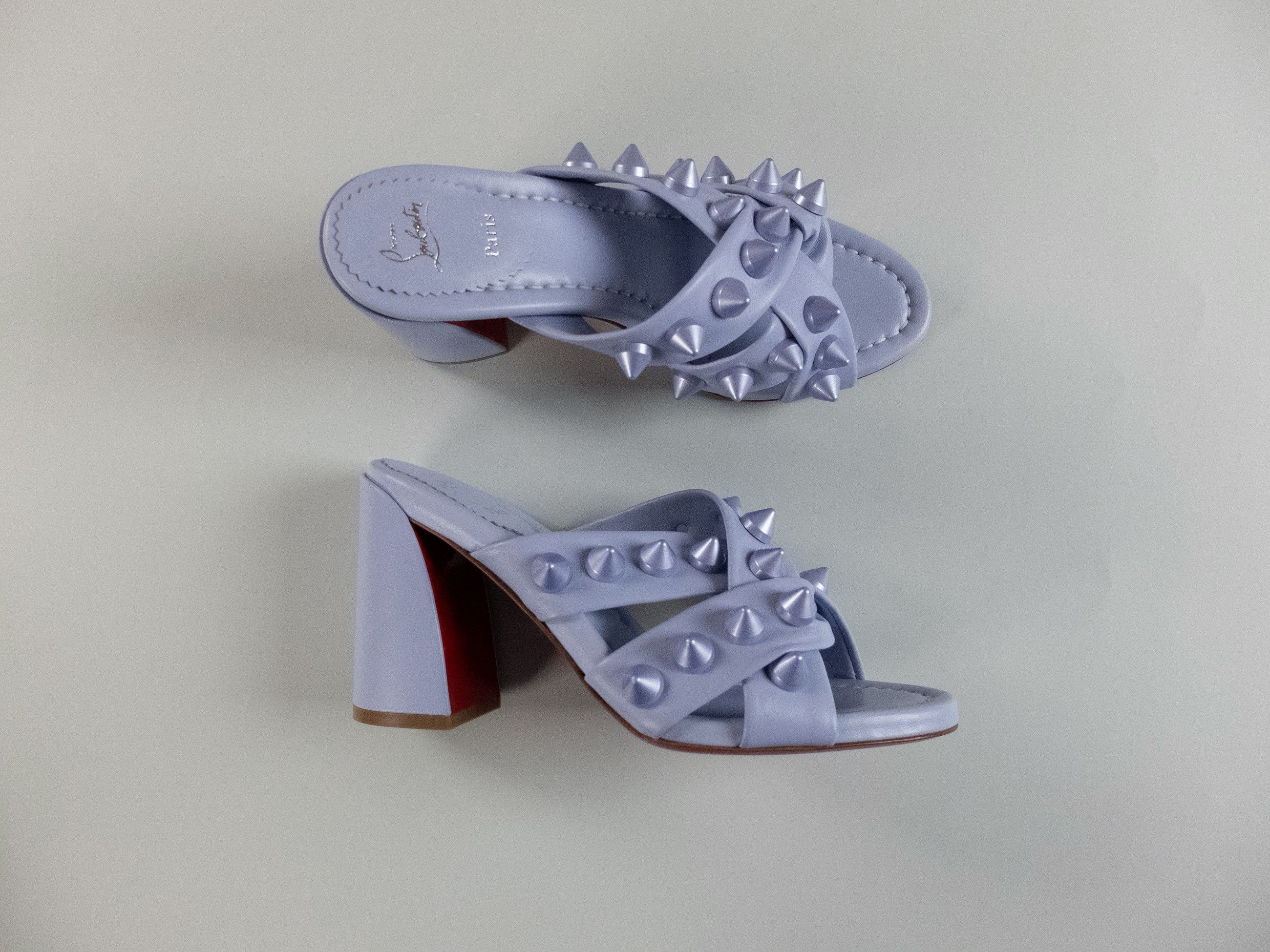 Christian Louboutin CHRISTIAN LOUBOUTIN Spika Club lavender leather mule sandals Size US 7.5 / IT 37.5 - 4 Thumbnail