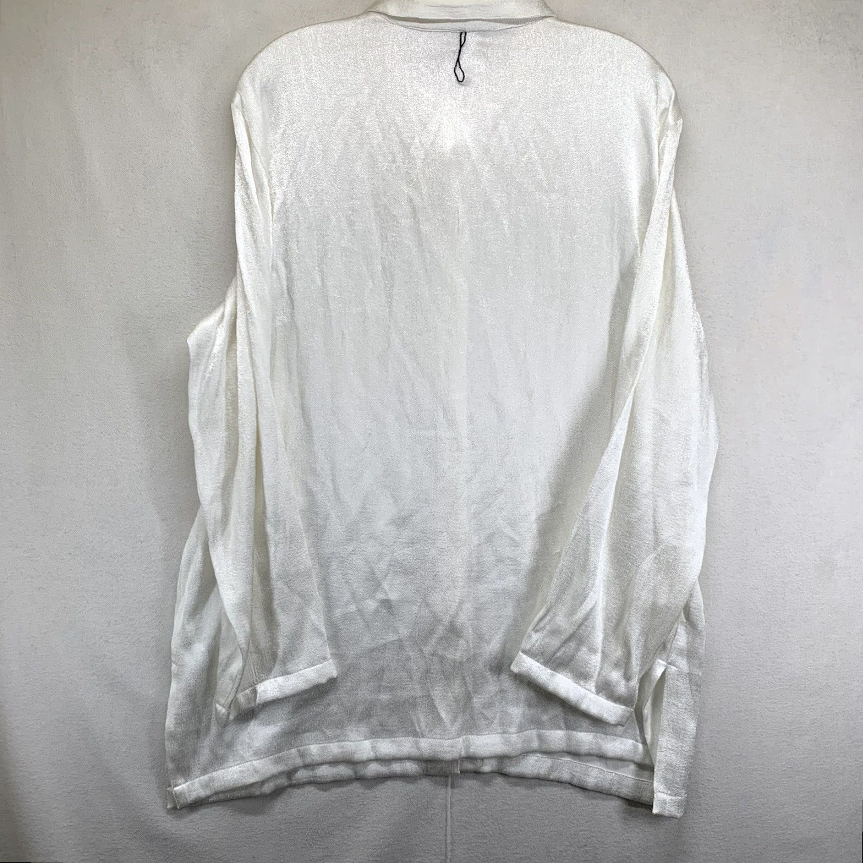 Vintage VINTAGE Stonebridge Women’s Button-Up White Satin Long Sleeve Collared Top L Casual Shirt Angel 80s 90s Classic Couture Shell Princess Size L / US 10 / IT 46 - 2 Thumbnail