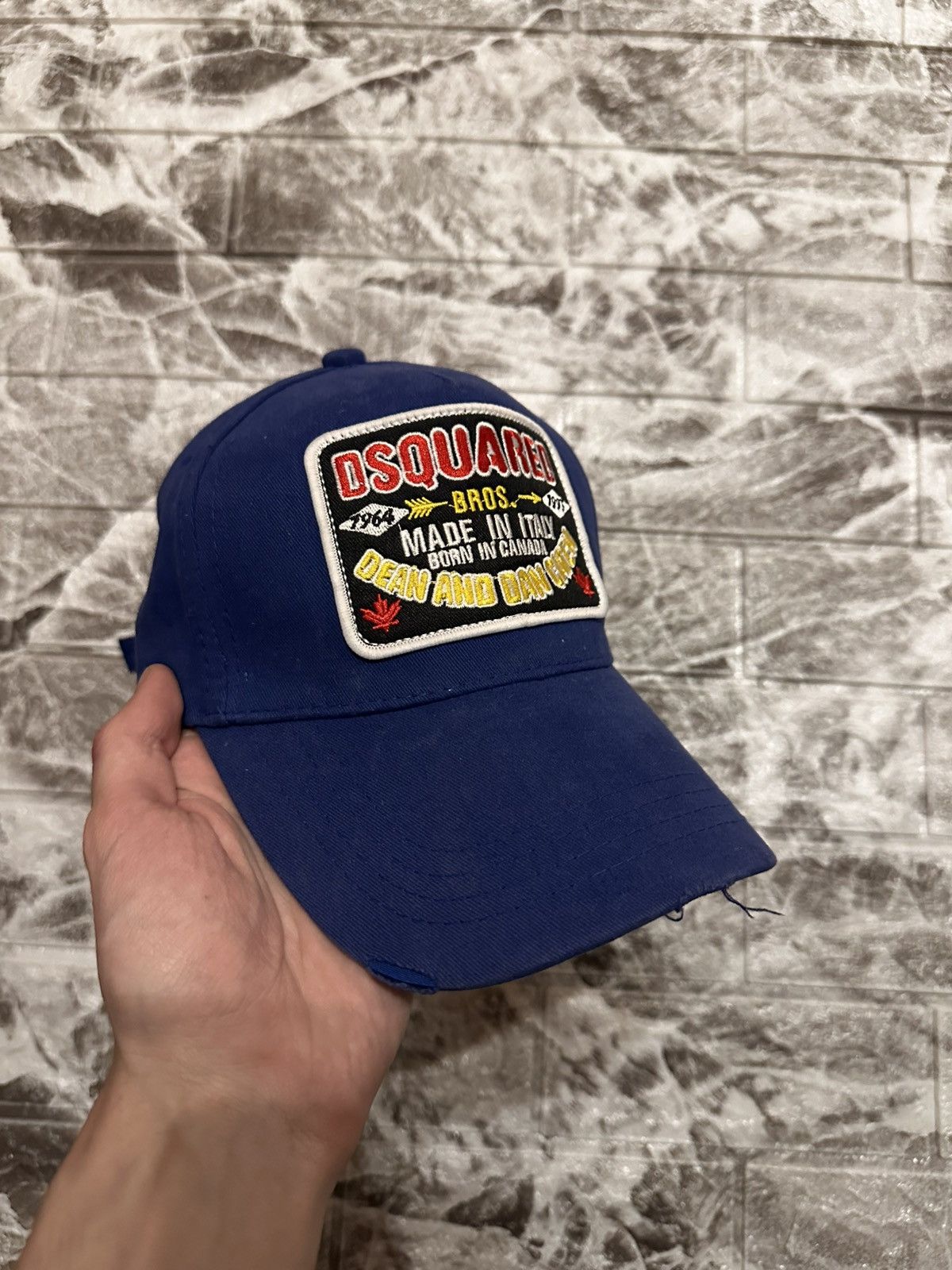 Japanese Brand Dsquared Style Bros Patch Cap – Blue One Size Size ONE SIZE - 2 Thumbnail