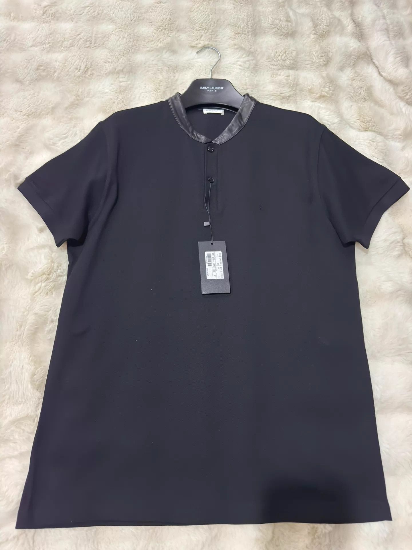 Yves Saint Laurent YSL Black Label Lambskin Collar Cotton Polo Shirt XL Size US XL / EU 56 / 4 - 1 Thumbnail