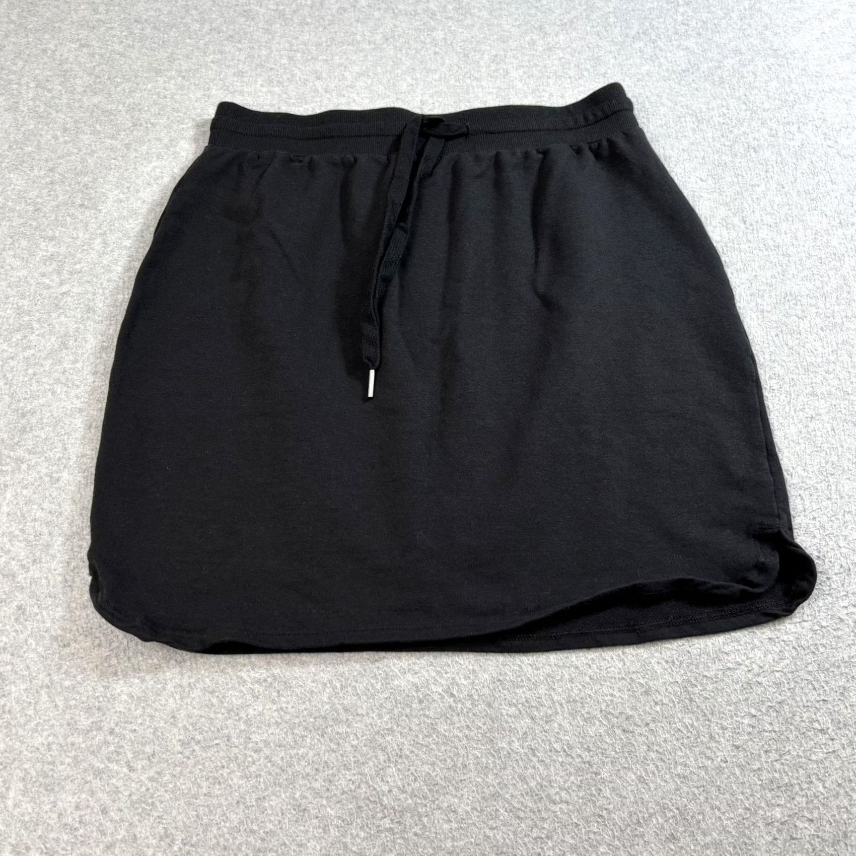 Vintage Daily Ritual Skirt Womens S Black Drawstring Mini Jersey Pull On Athleisure Size S / US 4 / IT 40 - 2 Thumbnail
