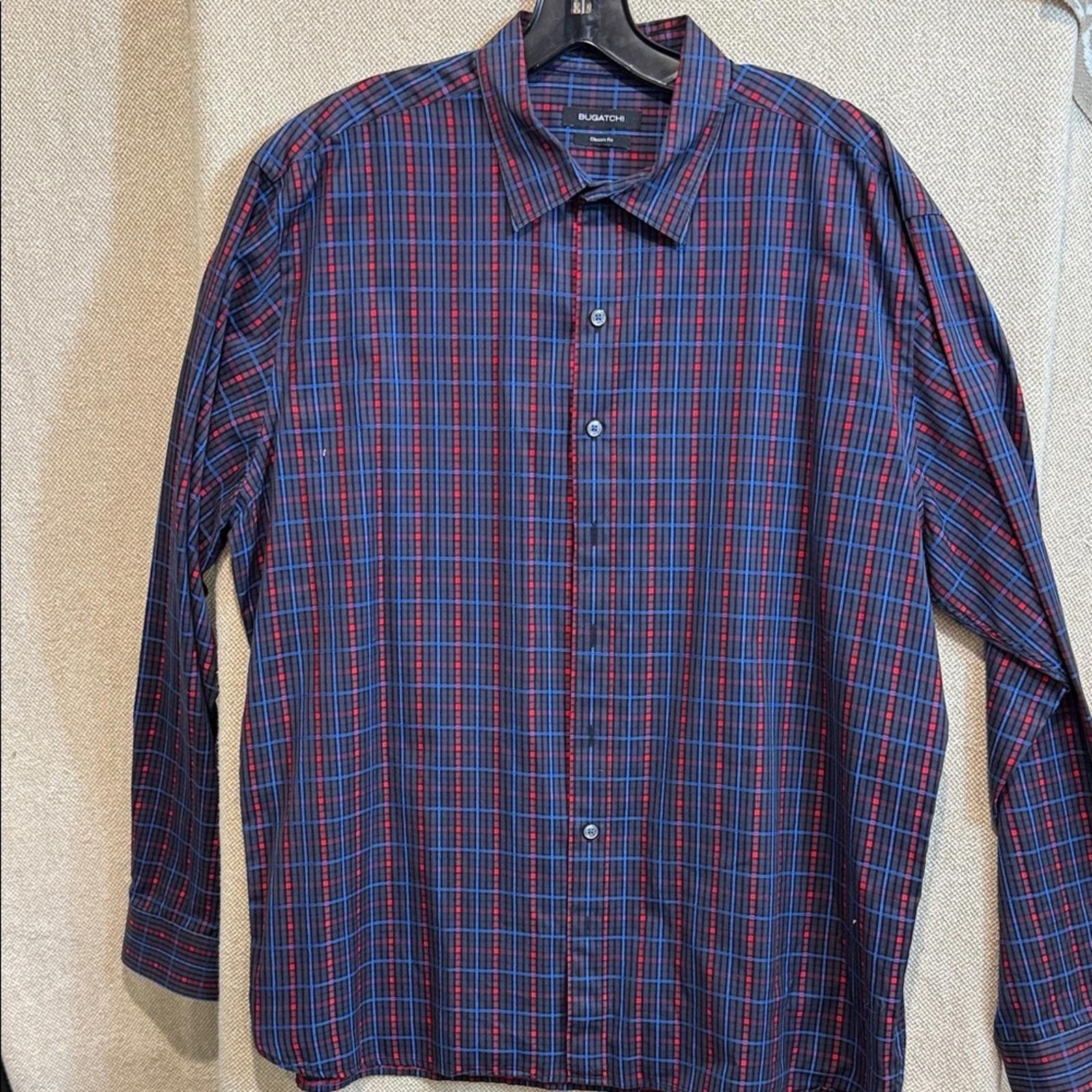 BUGATCHI Bugatchi Men's Blue and Red Soecklef Shirt Size US M / EU 48-50 / 2 - 1 Thumbnail
