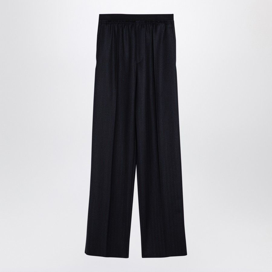 Bottega Veneta o1d2blof0824 Striped Wool Trousers in Black Size 25" / US 0 / IT 36 - 1 Thumbnail