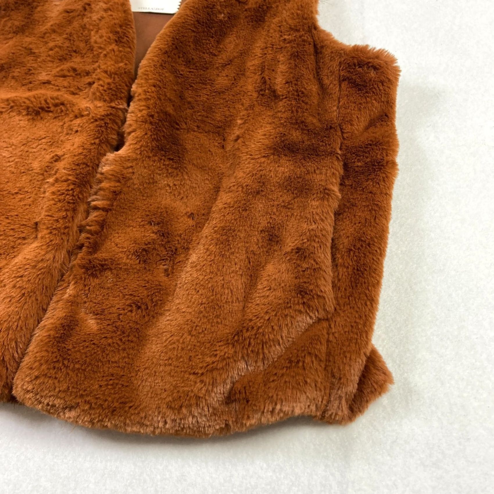 Vintage Stella & Dot Vest Women's Large Brown Fuzzy Soft Open Front Shearling Size L / US 10 / IT 46 - 3 Thumbnail
