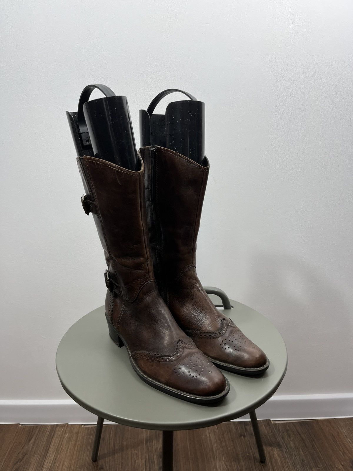 Other Vintage Brown Leather Buckle Boots US 6.5 Distressed Style Size US 6.5 / IT 36.5 - 10 Thumbnail
