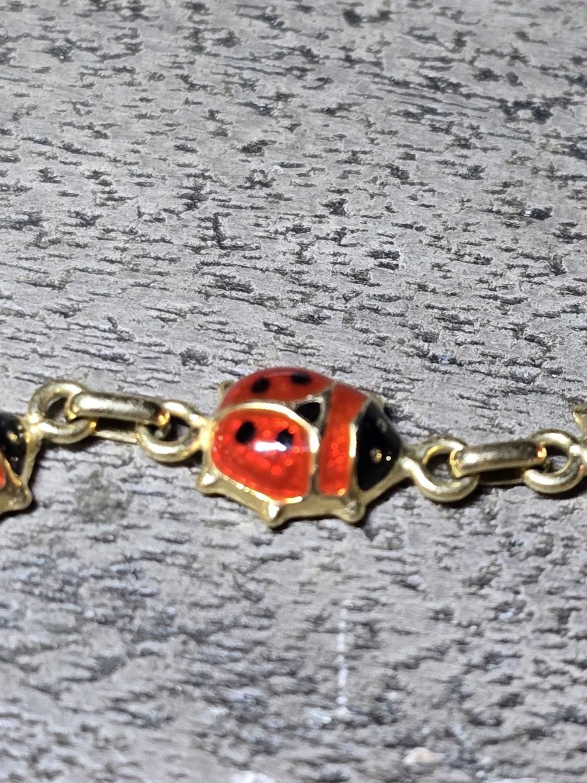 Pantofola d'Oro 14k Gold Bel Oro Italy Enamel Ladybug Bracelet 7" Heavy 3d Size ONE SIZE - 9 Thumbnail