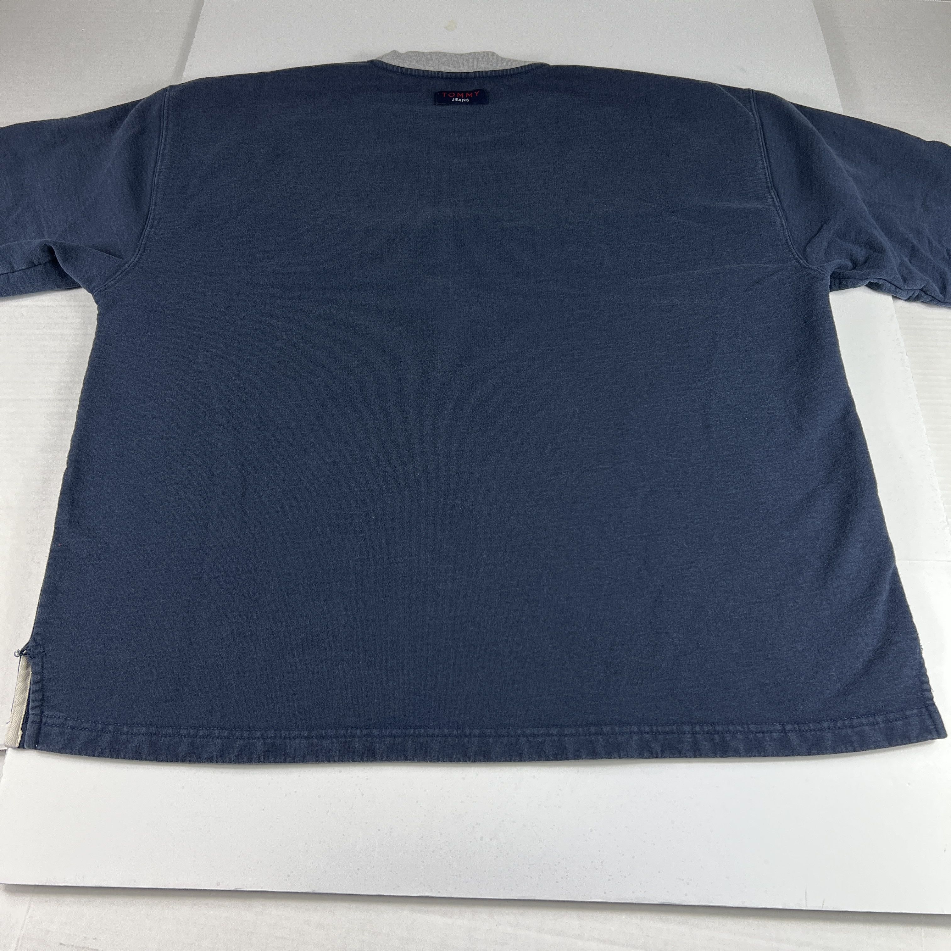 Tommy Hilfiger × Tommy Jeans × Vintage Y2K Tommy Jeans Sweatshirt Blue & Grey Faded Logo Crewneck Size US XXL / EU 58 / 5 - 12 Thumbnail